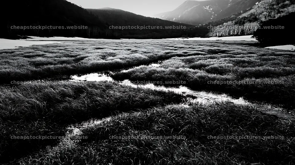 Akita snowmelt meadow with silver grasses at dusk – stock pictures 10608x5938