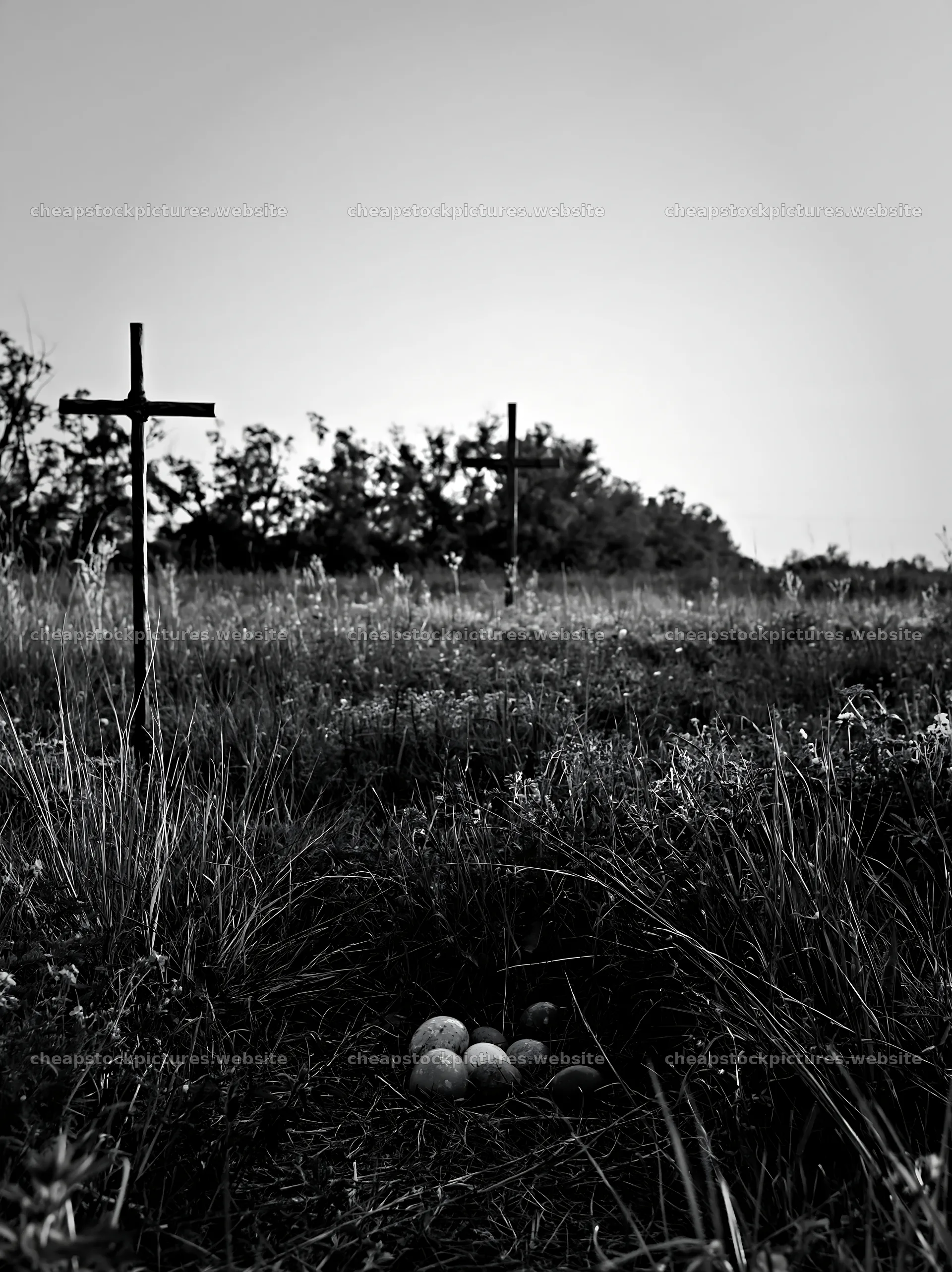 Bronze Christian cross in Christmas meadow – stock pictures 6866x9174