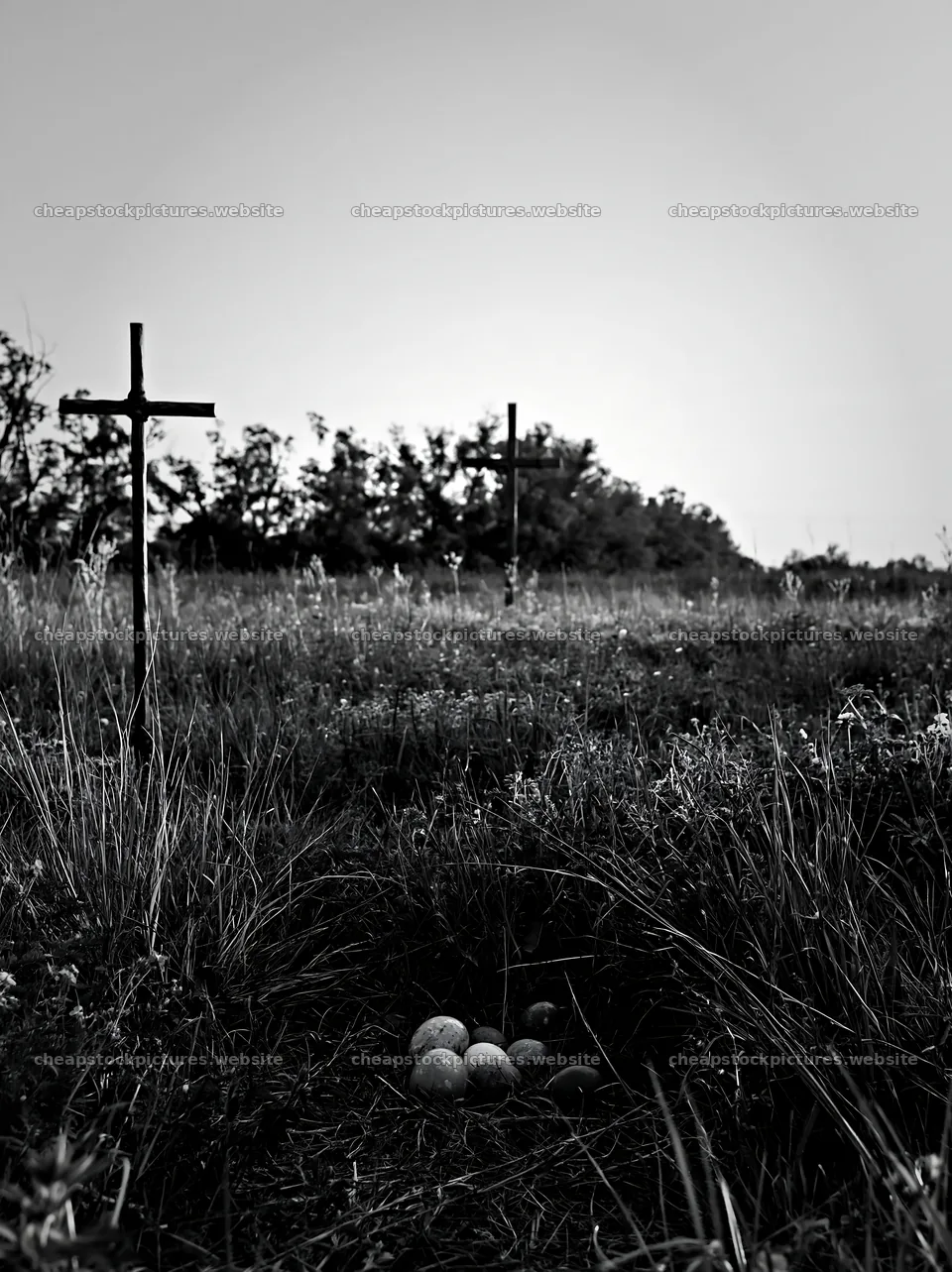 Bronze Christian cross in Christmas meadow – stock pictures 6866x9174