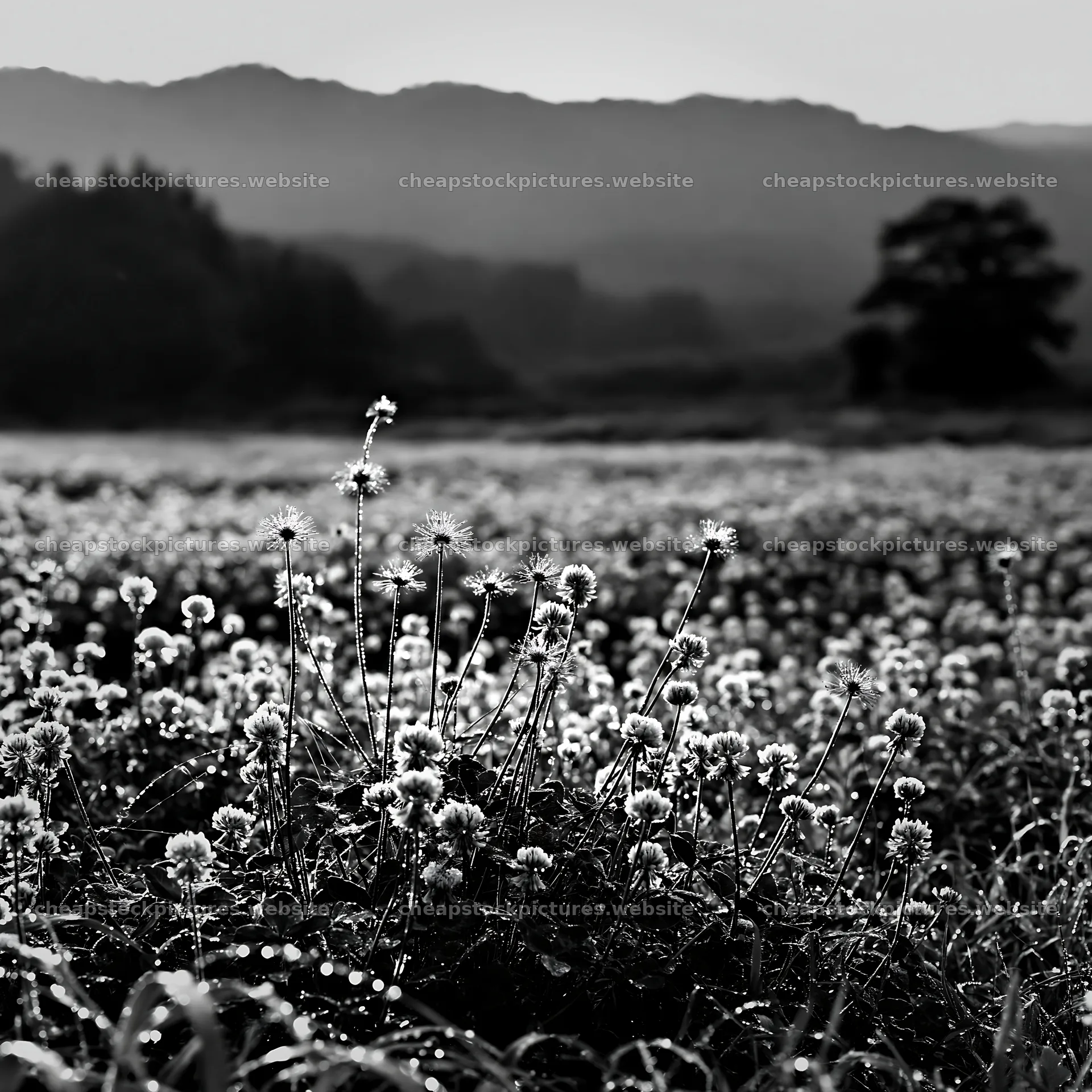 Iwate rain refreshed meadow seedhead foreground – stock pictures 7938x7938