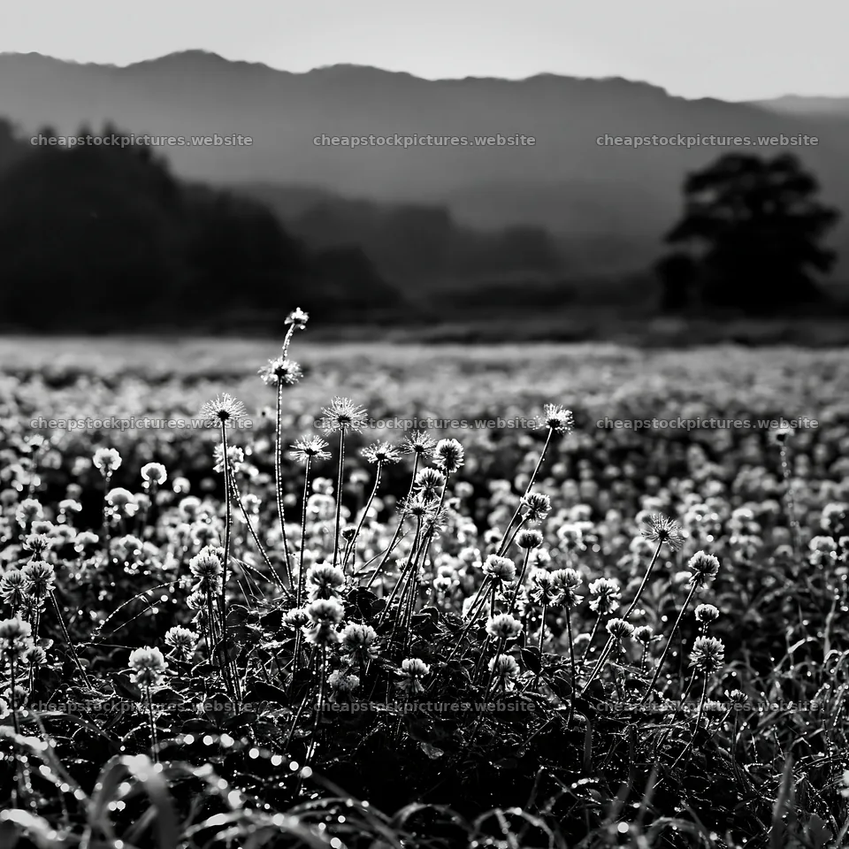 Iwate rain refreshed meadow seedhead foreground – stock pictures 7938x7938
