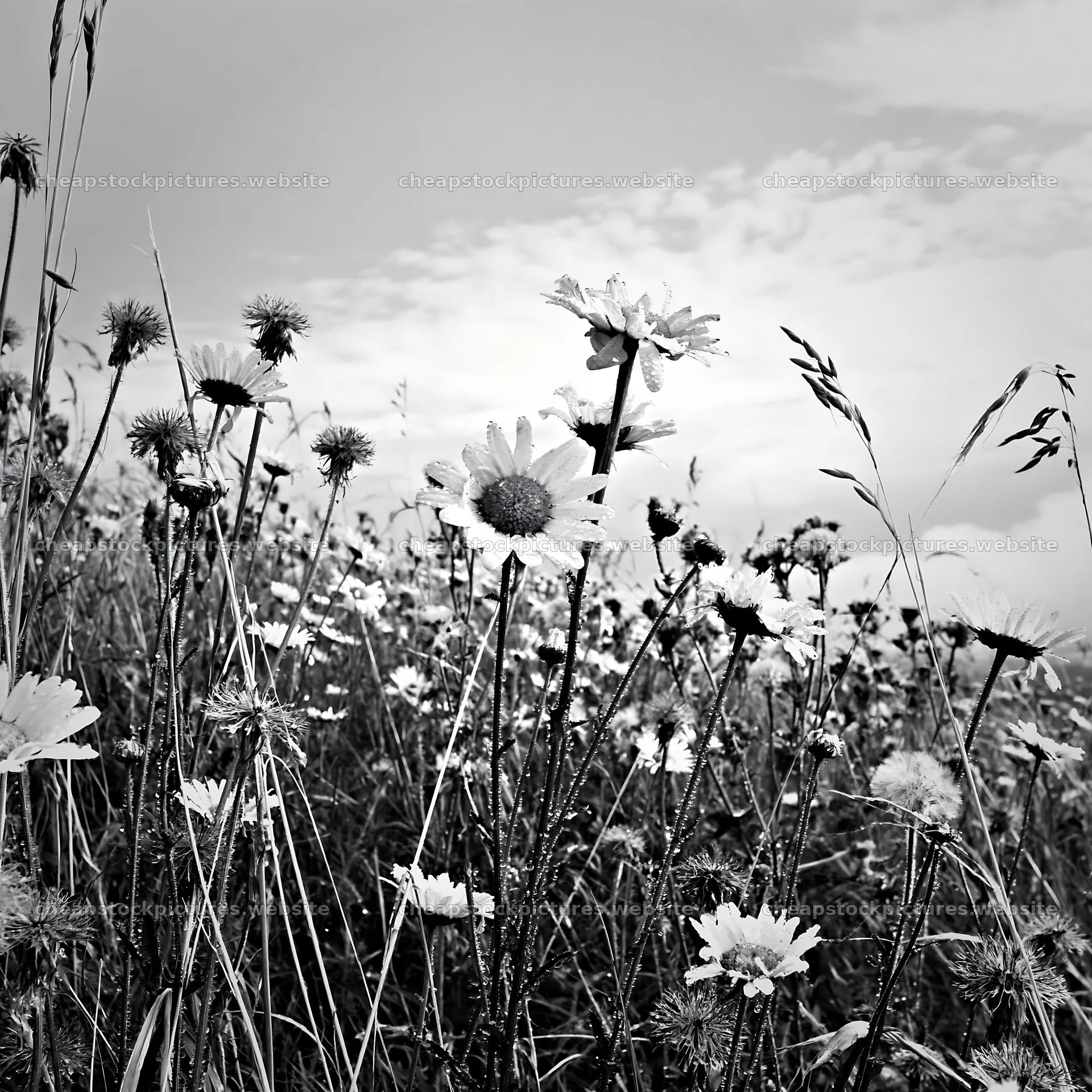 Seedhead meadow under cloudy sky – stock pictures 7938x7938
