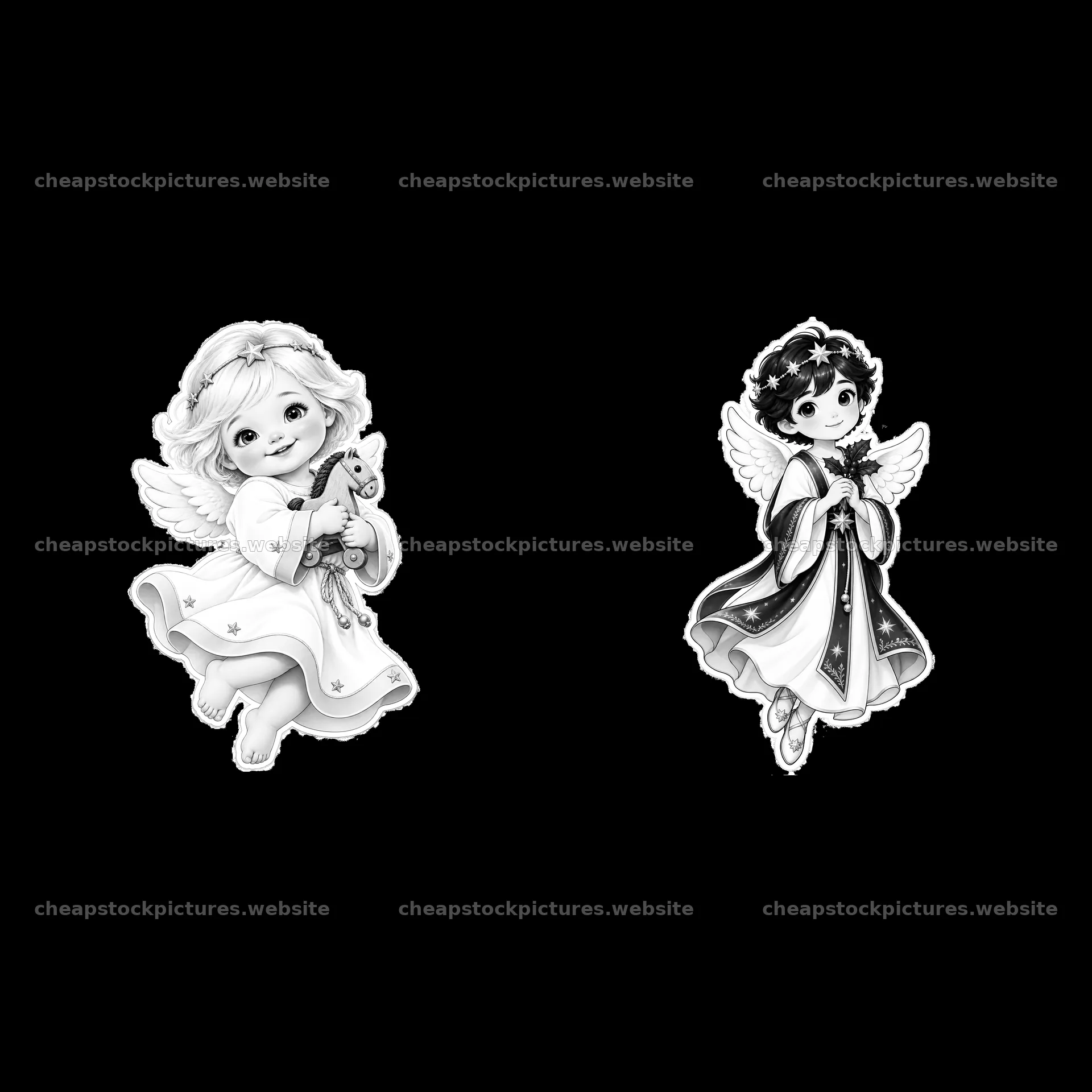 Christ Child in traditional attire with angel wings and gifts – stock pictures 7746x7746