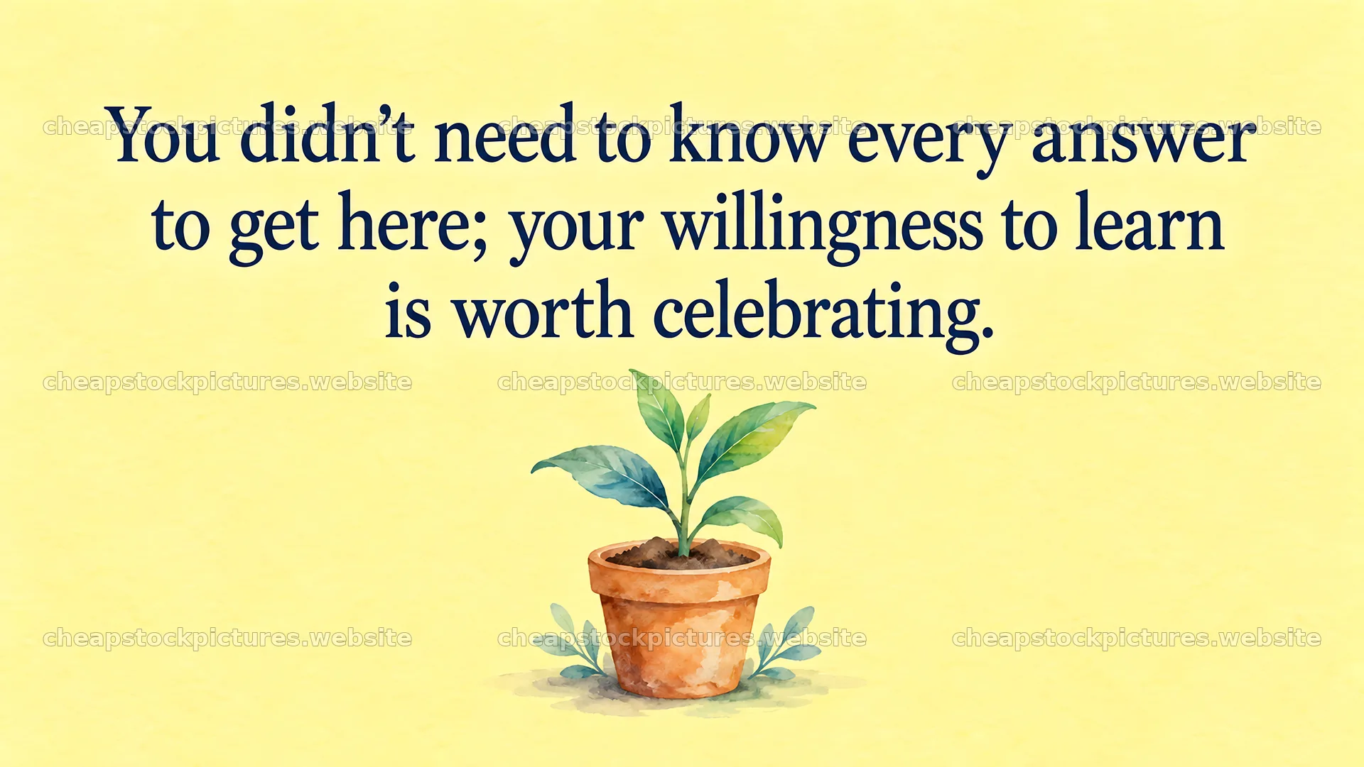 Graduation greeting with watercolor potted seedling – stock pictures 10324x5812