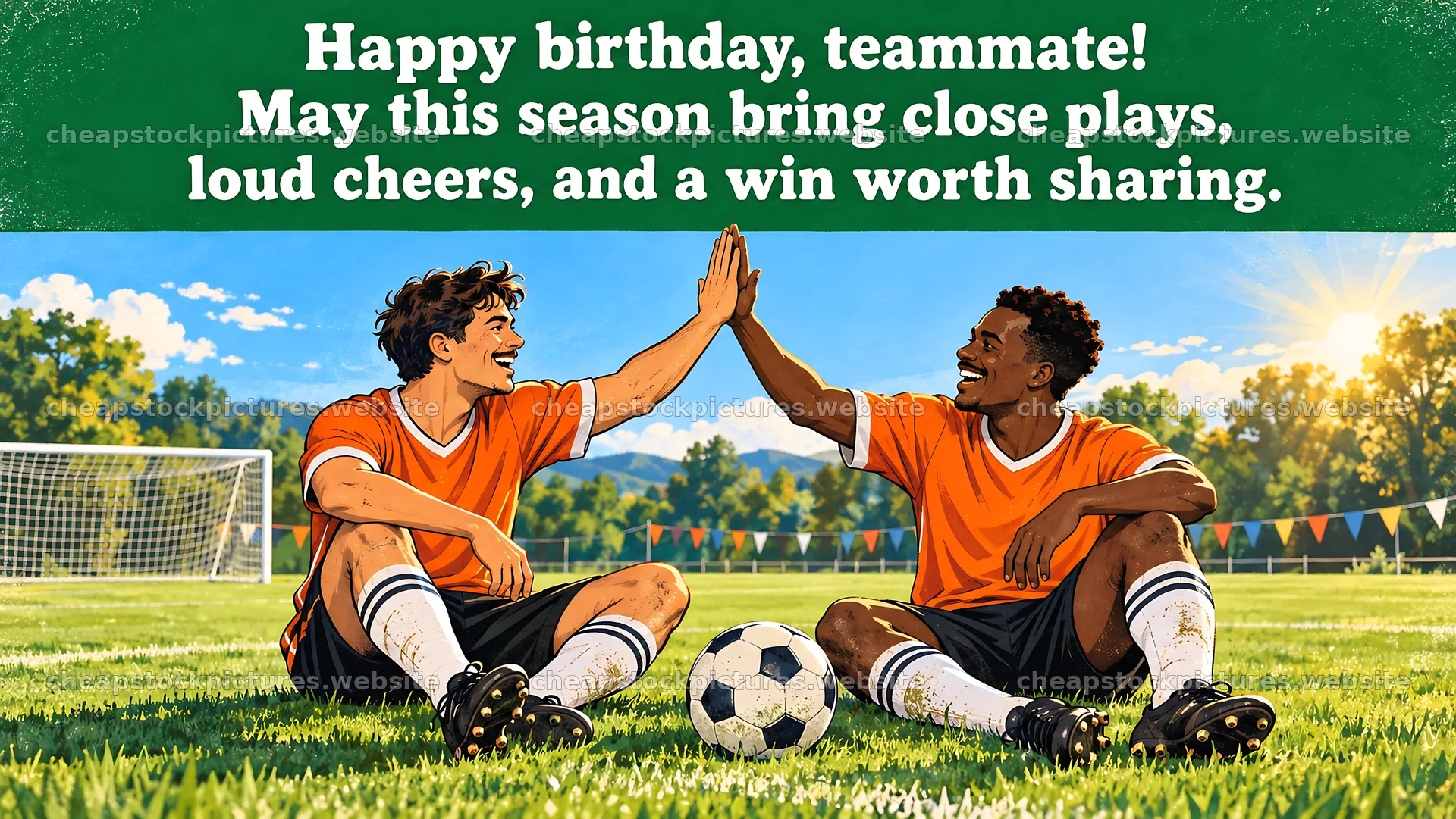 Happy Birthday Teammate Soccer Greeting Card – stock pictures 10324x5812