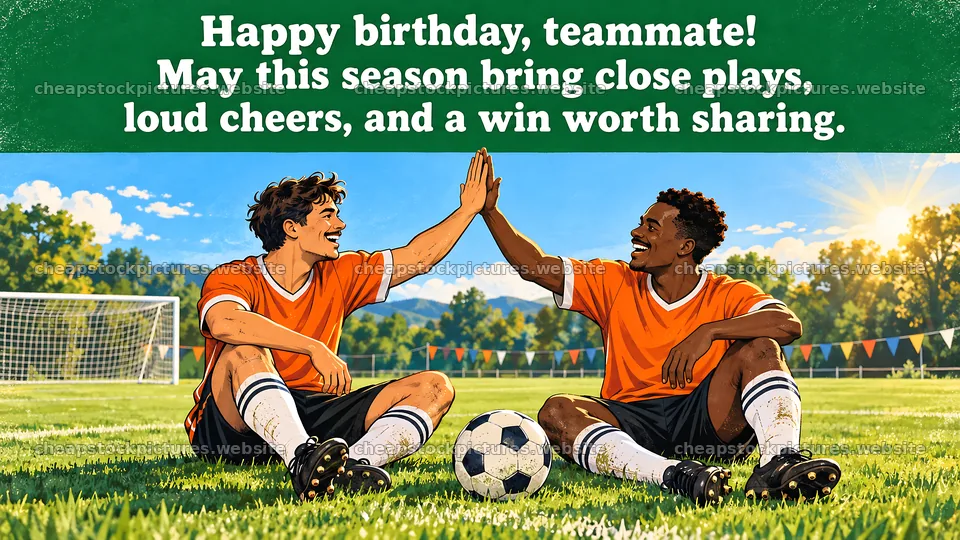 Happy Birthday Teammate Soccer Greeting Card – stock pictures 10324x5812