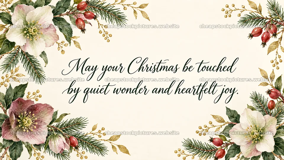 Christmas Greeting with Evergreen and Hellebores – stock pictures 10324x5812
