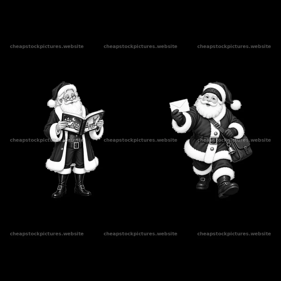 Santa Claus reading a list and delivering a letter – stock pictures 7746x7746