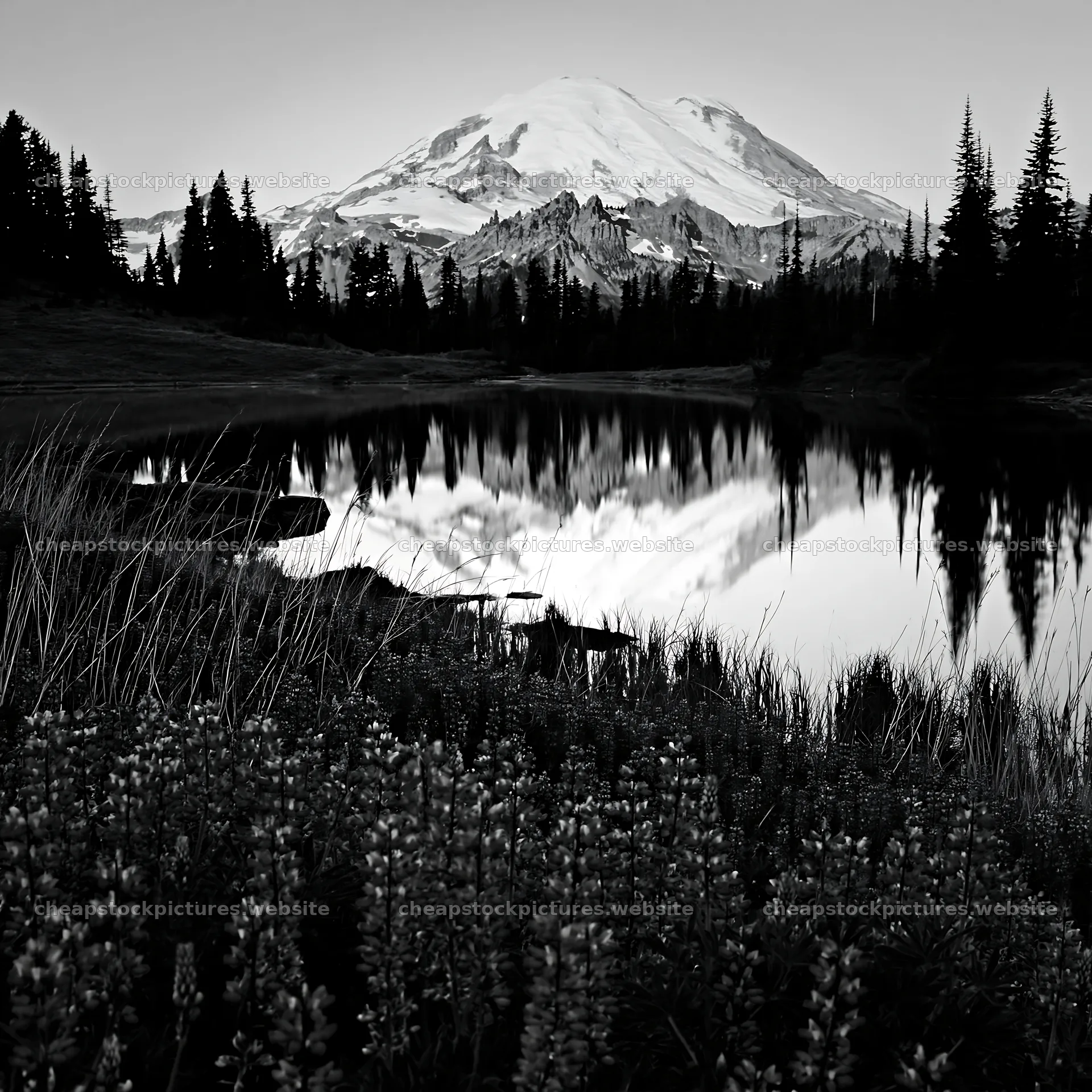 Mount Rainier wildflower meadow at sunrise – stock pictures 7938x7938