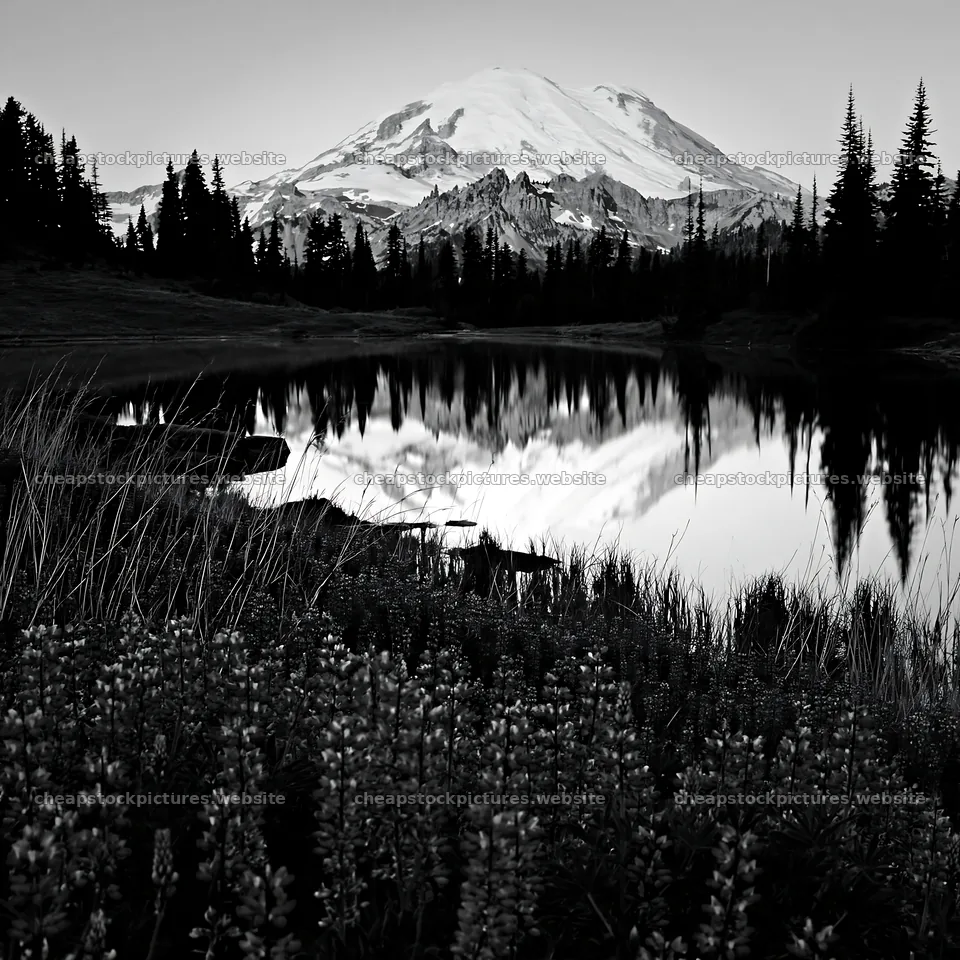 Mount Rainier wildflower meadow at sunrise – stock pictures 7938x7938