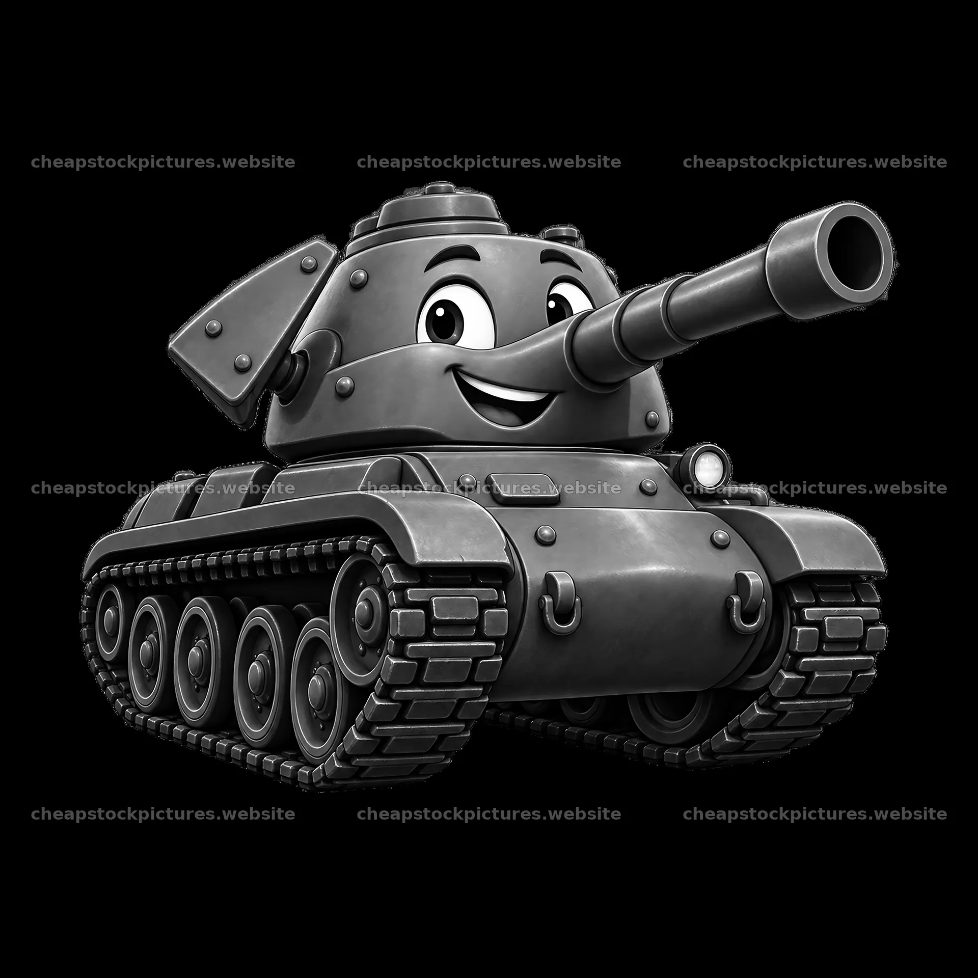 Friendly cartoon tank character with enhanced features – stock pictures 7746x7746