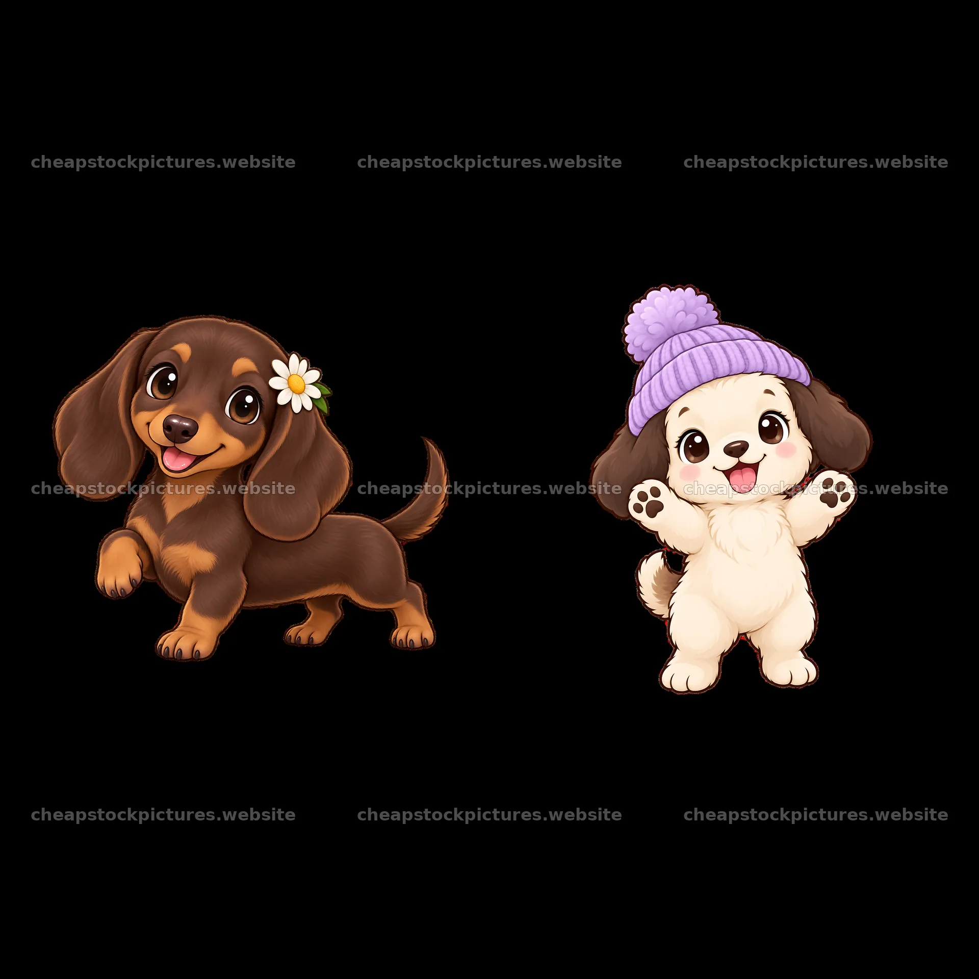 Cute dogs with accessories in fun poses – stock pictures 7746x7746