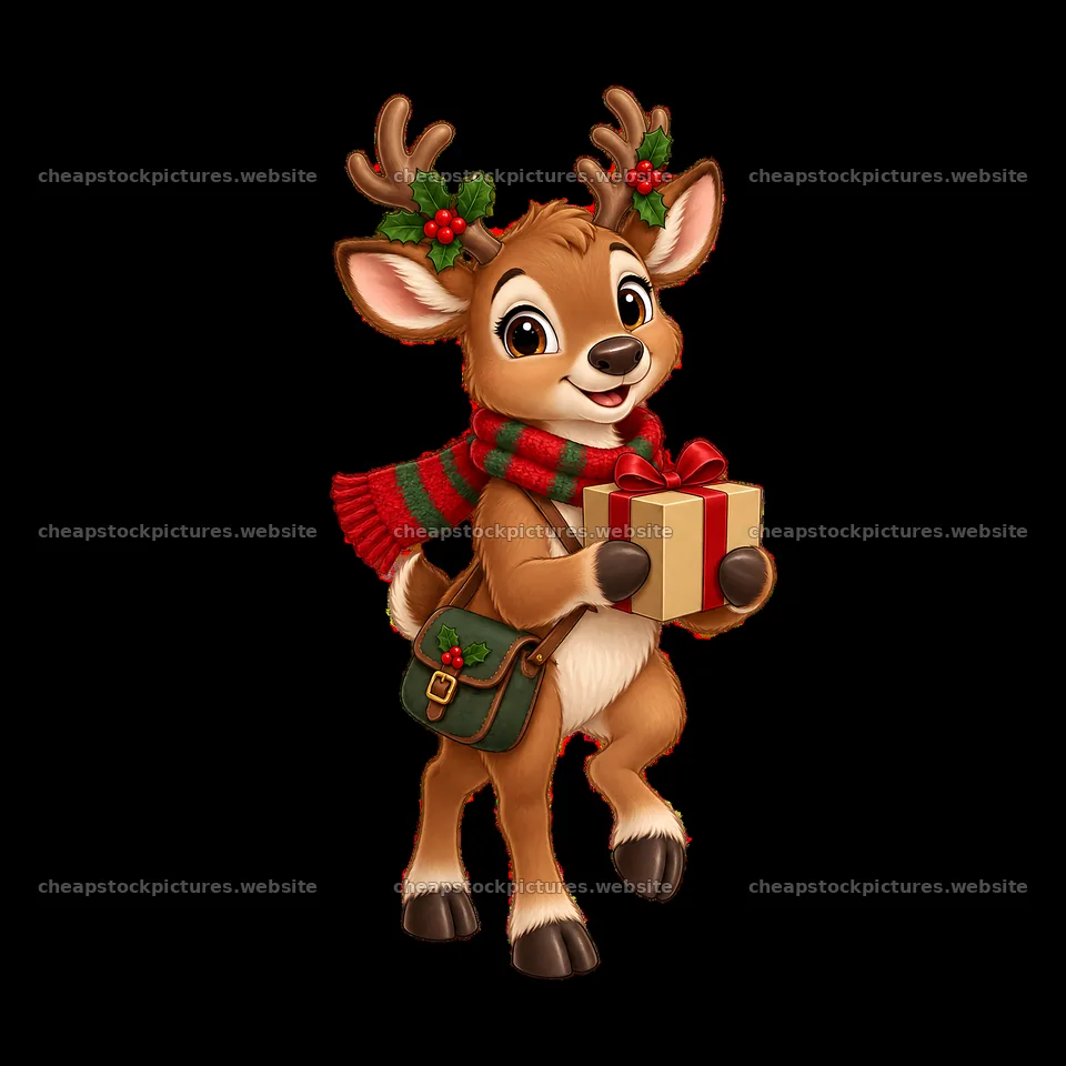 Cheerful reindeer with gifts ready for Christmas celebration – stock pictures 7746x7746