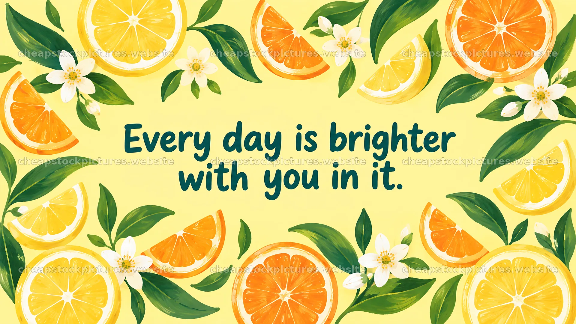 Citrus Greeting with a Brighter Days Message – stock pictures 10324x5812