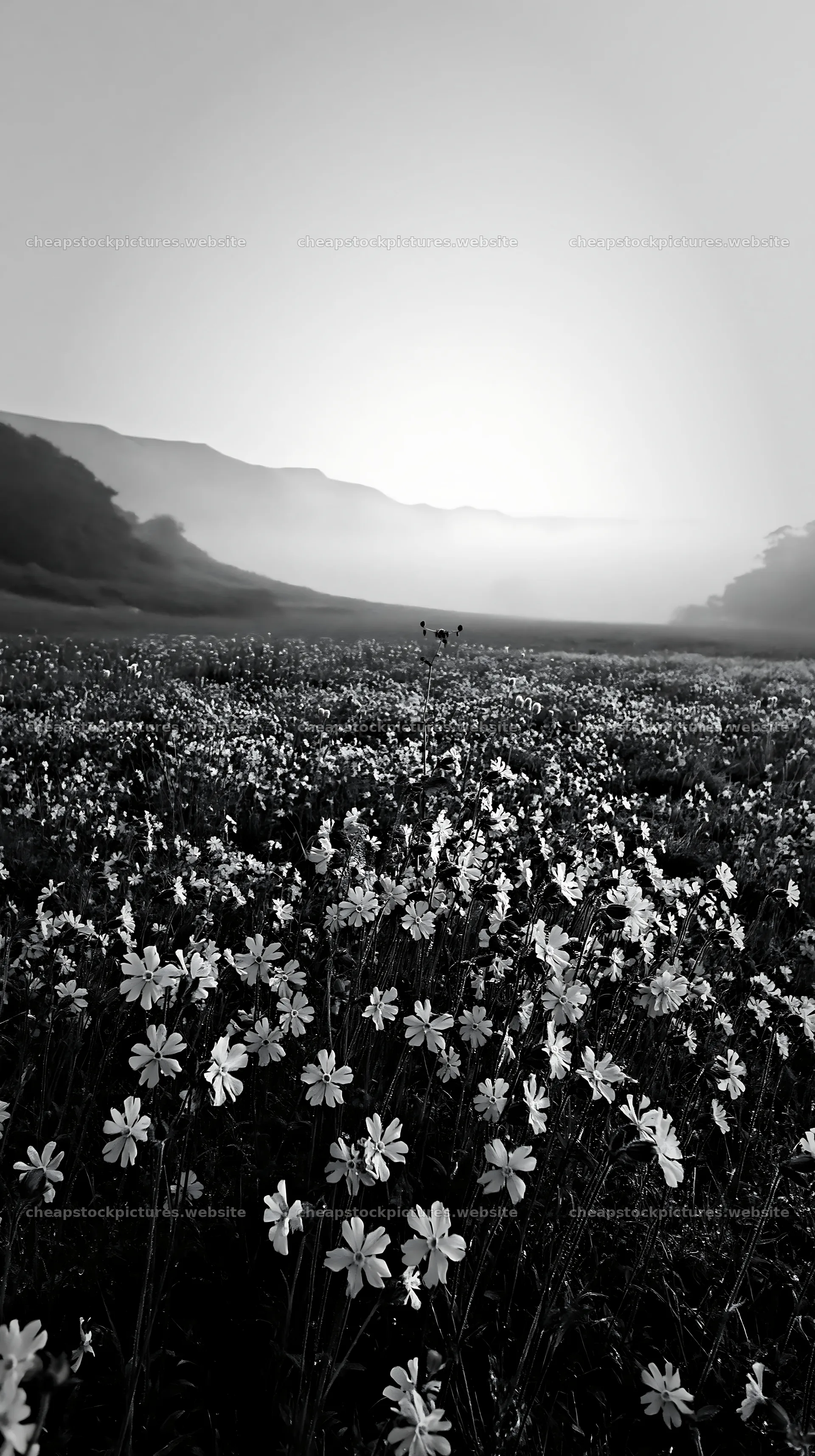 Pink campion meadow with hills in the background – stock pictures 5938x10608