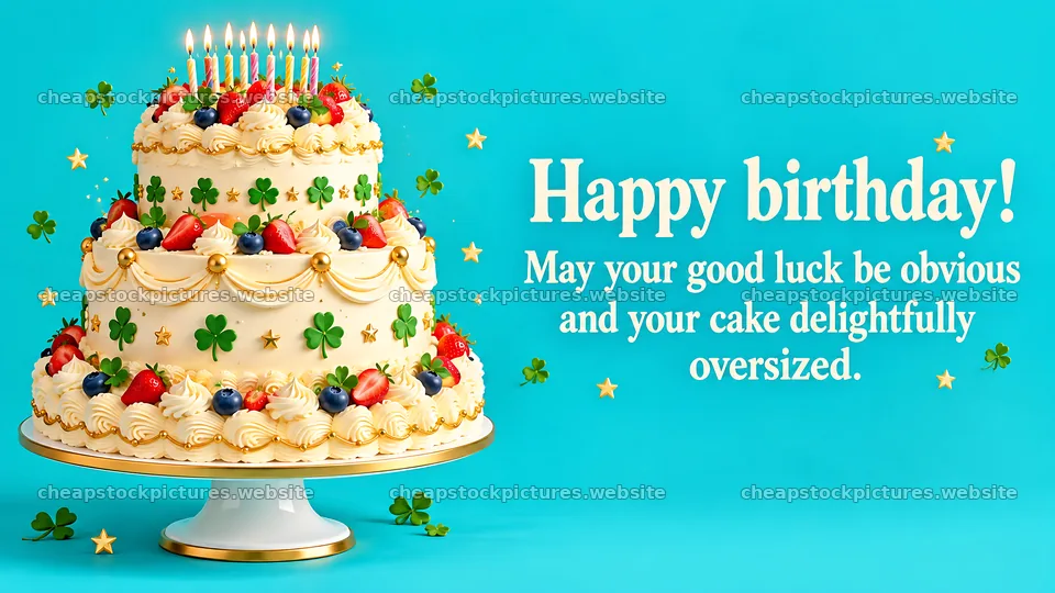 Oversized Birthday Cake with Good Luck Greeting – stock pictures 10324x5812