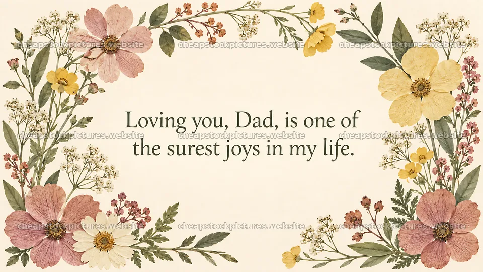 Floral greeting card with a loving message for Dad – stock pictures 10324x5812