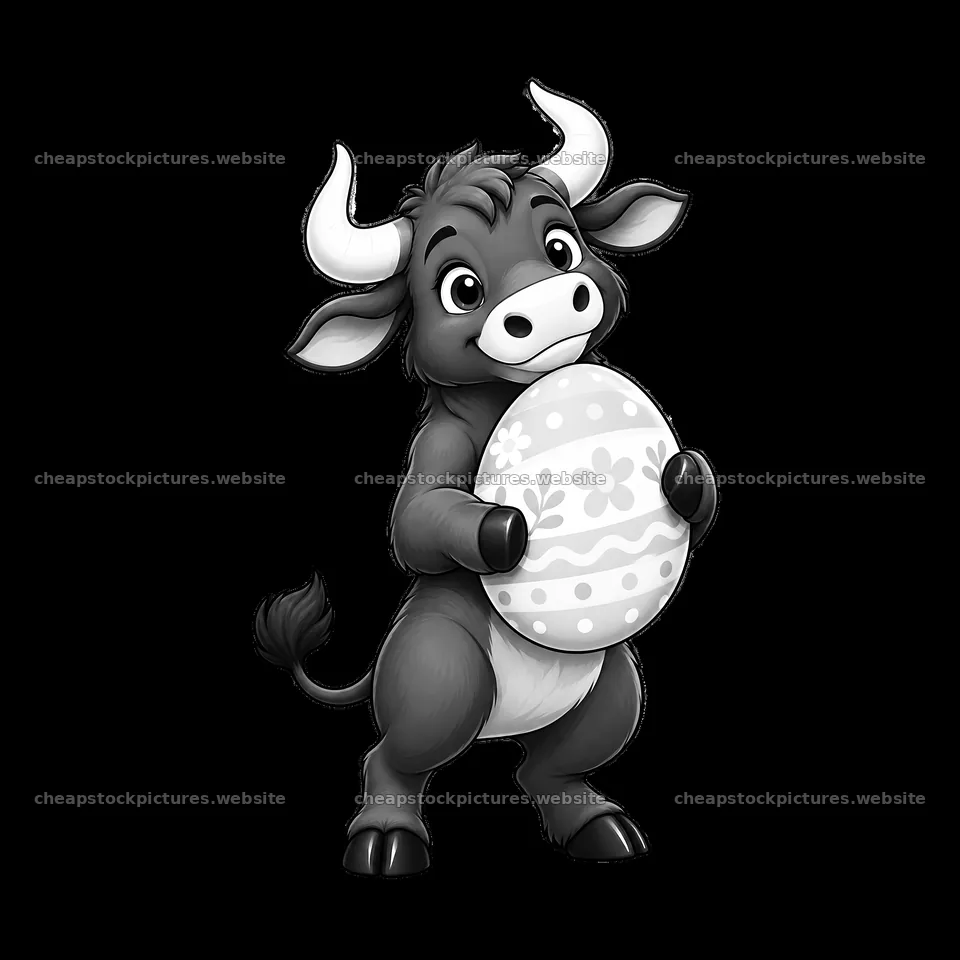 Easter ox holding decorated egg with flowers and patterns – stock pictures 7746x7746