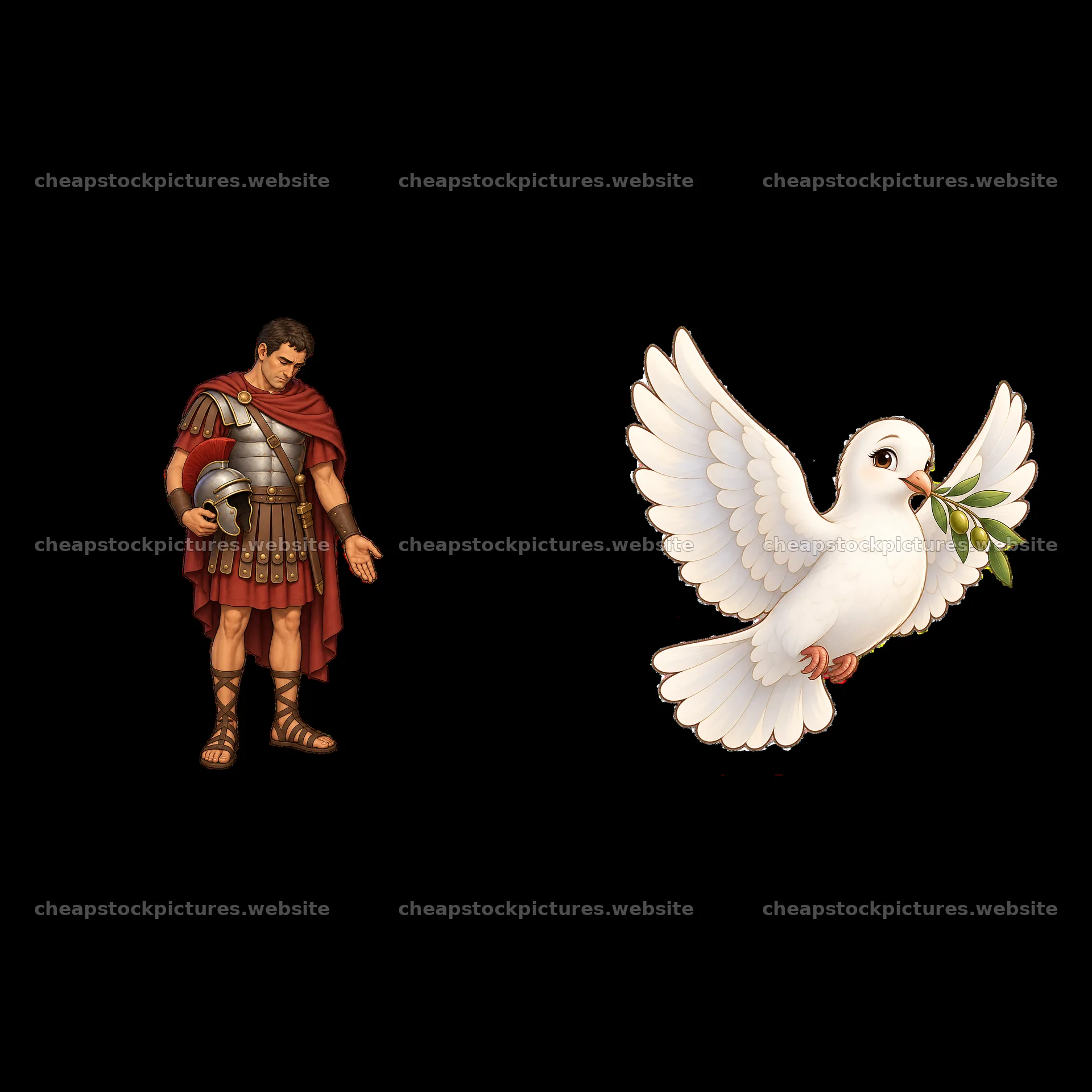 Soldier with helmet and dove holding olive branch in cartoon style – stock pictures 7746x7746