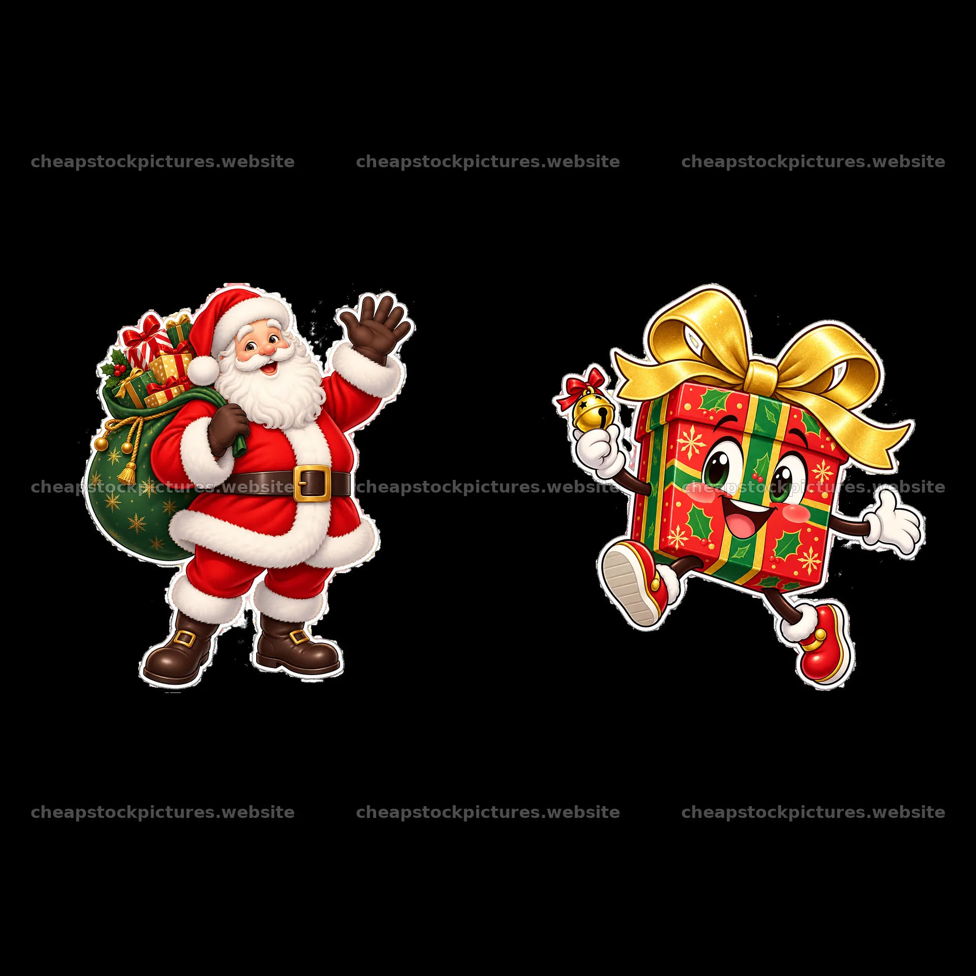 Santa Claus waving with gift box for Christmas celebration – stock pictures 7746x7746