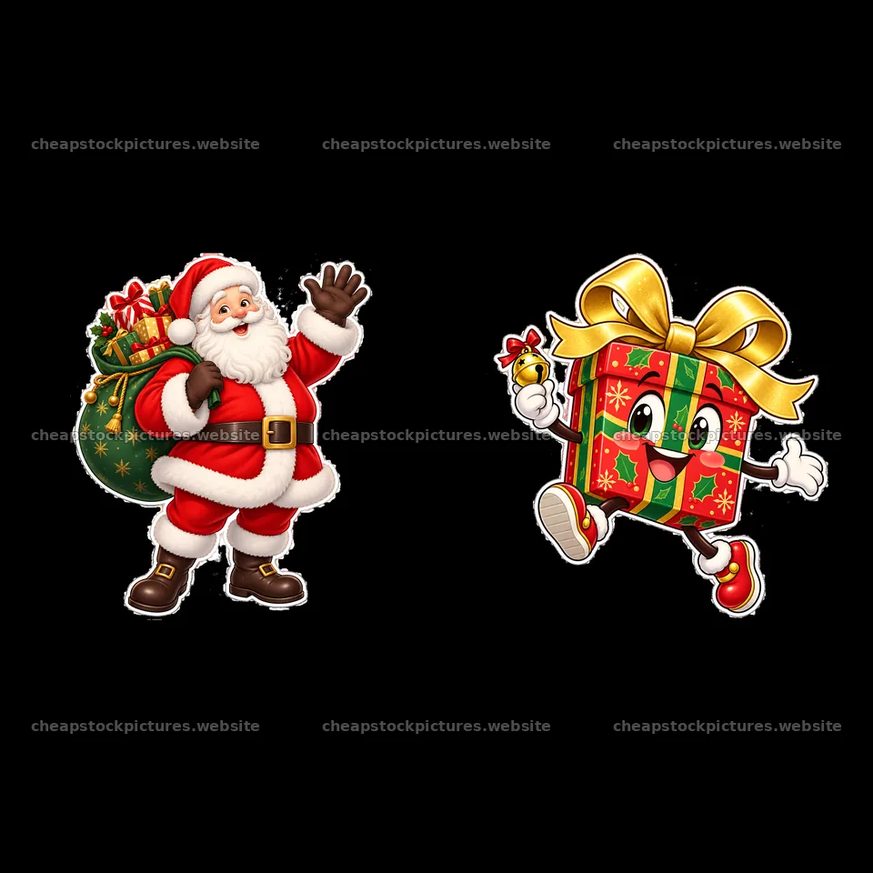 Santa Claus waving with gift box for Christmas celebration – stock pictures 7746x7746