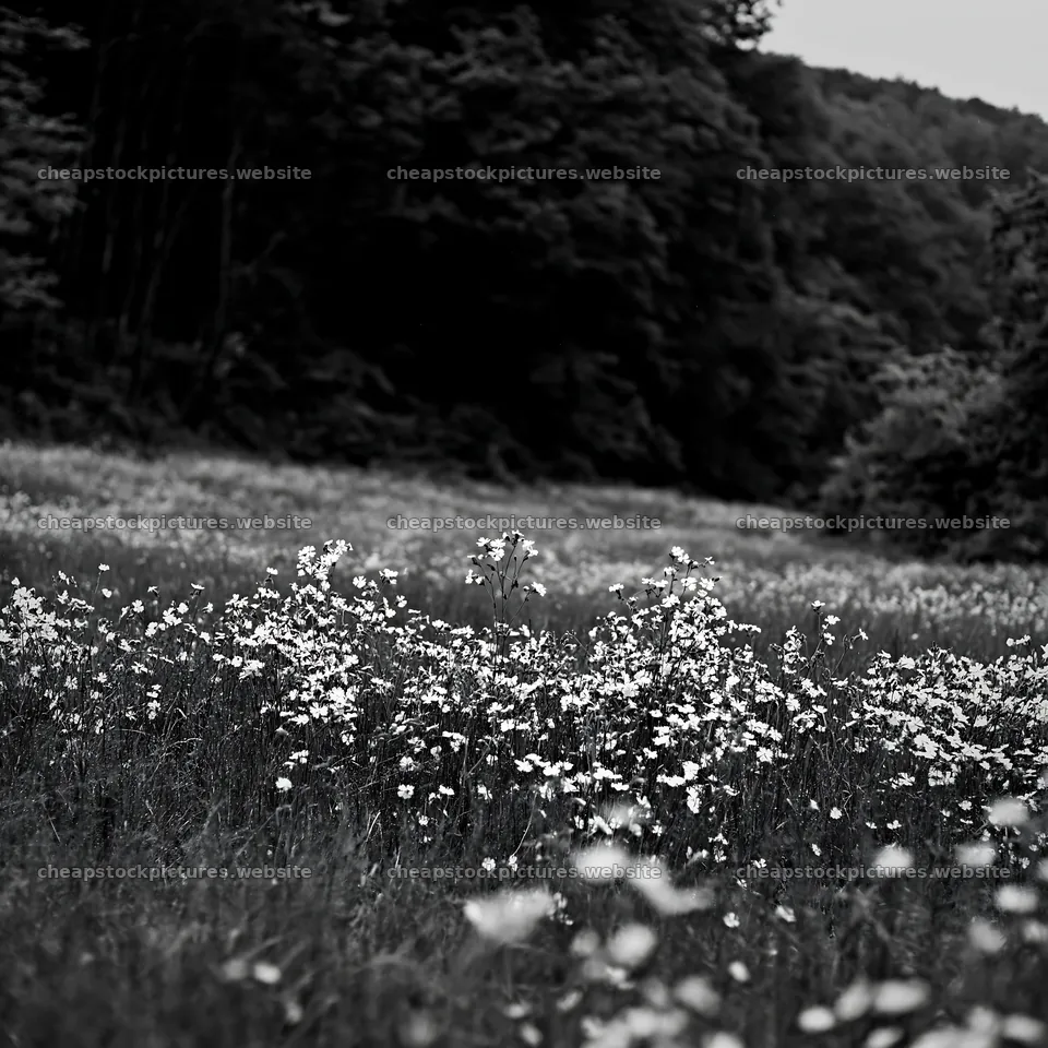 Hungarian meadow along wooded valley with wildflowers – stock pictures 7938x7938