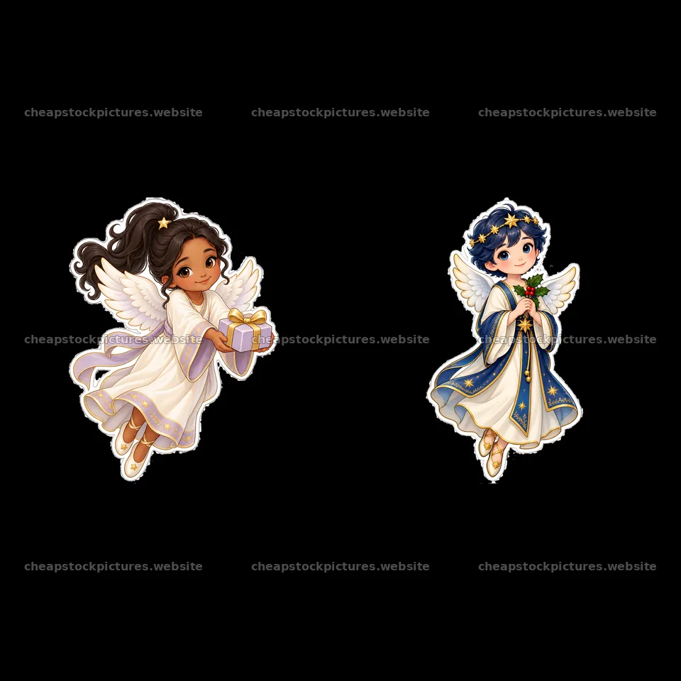 Christ Child figures delivering gifts during Christmas season – stock pictures 7746x7746