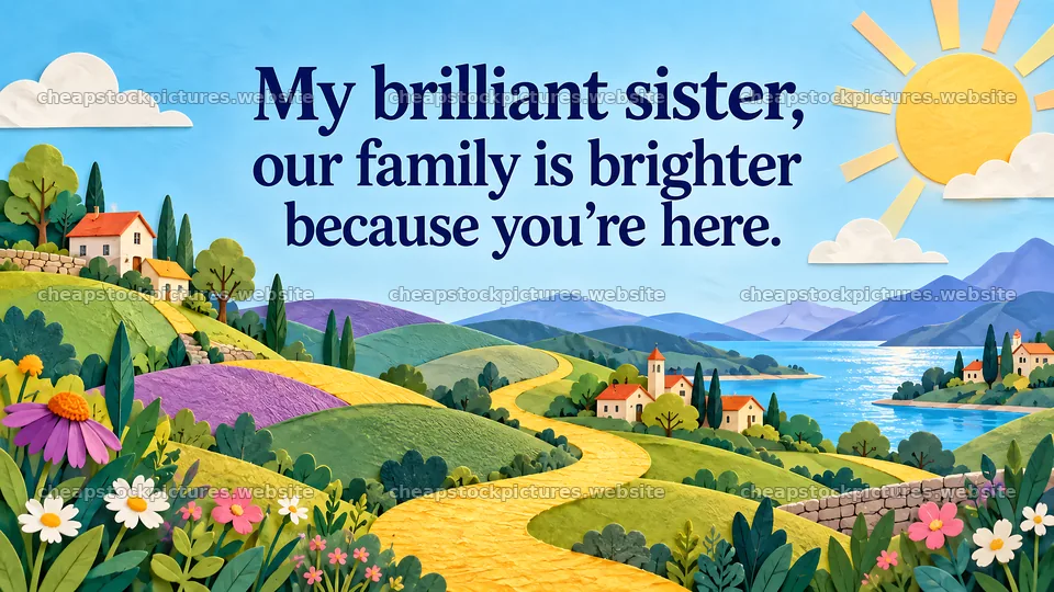 Brilliant Sister Greeting Over a Sunny Landscape – stock pictures 10324x5812