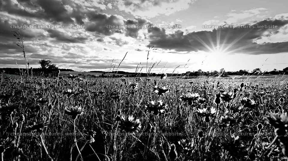 Cornflower meadow website header image with bright sunlight – stock pictures 10608x5938