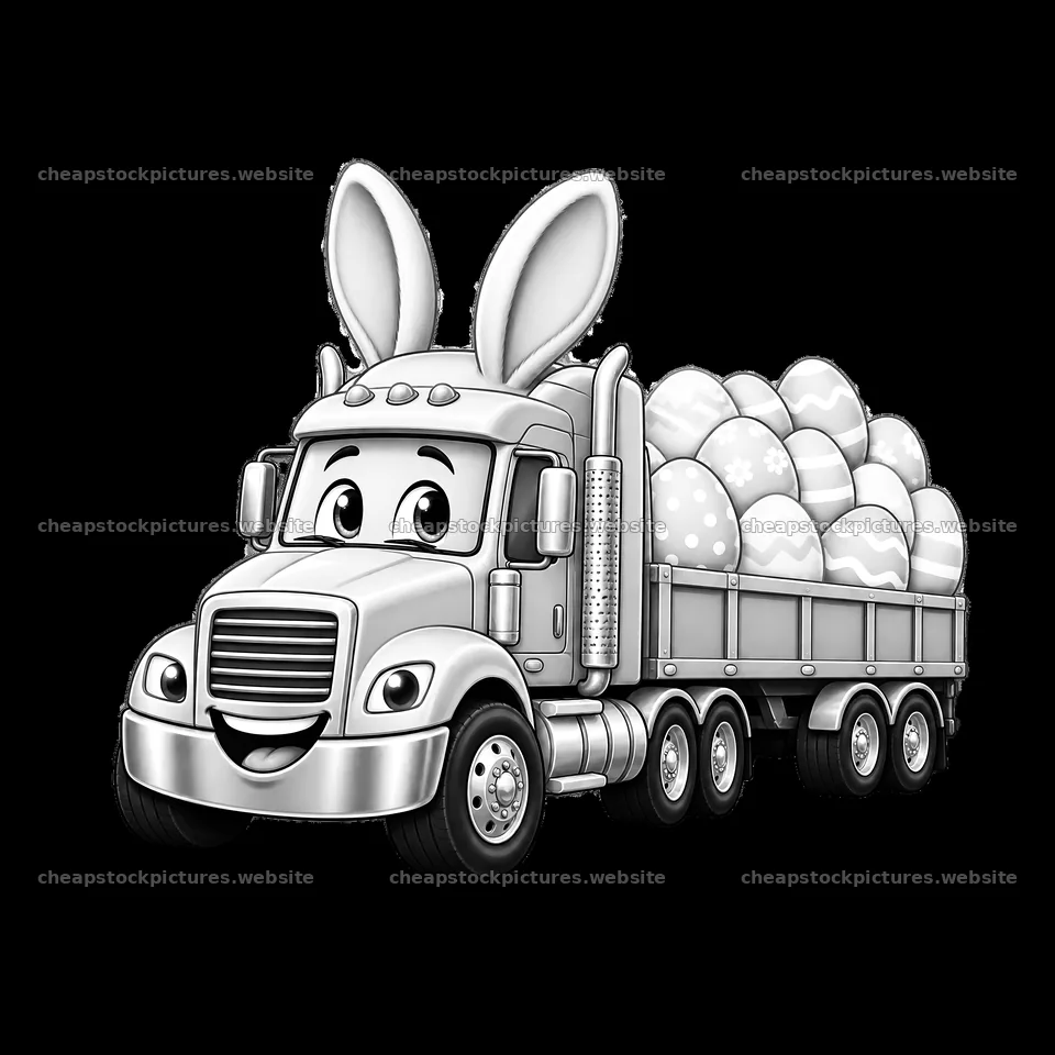 Easter truck with bunny ears and colorful eggs in the trailer – stock pictures 7746x7746