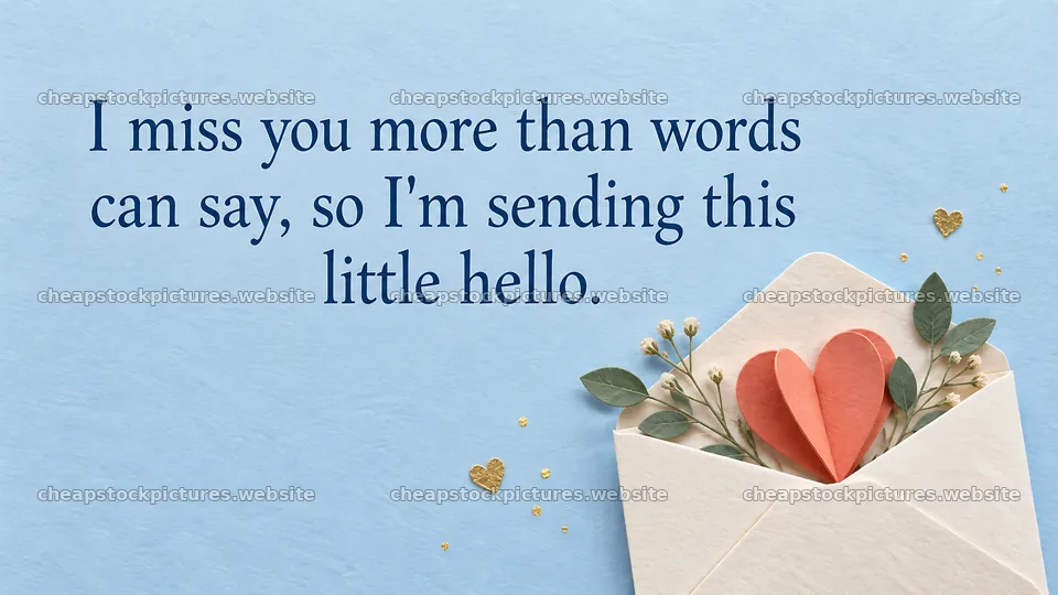 Miss You Greeting with Heart and Envelope – stock pictures 10324x5812