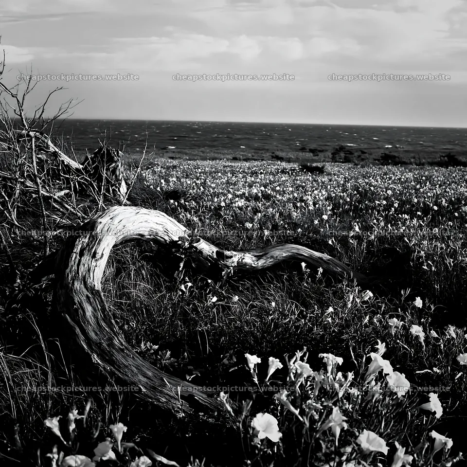 Driftwood on Ishikawa coastal meadow after storm – stock pictures 7938x7938