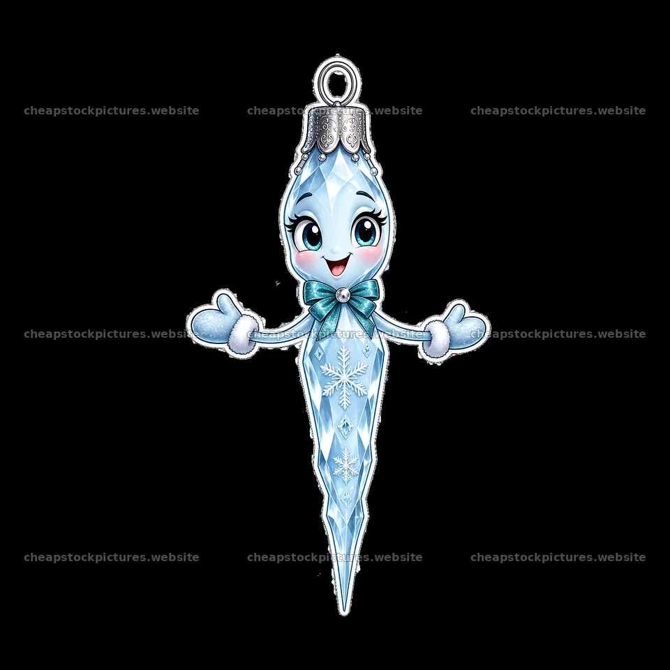 Ice crystal ornament with a smiling character and snowflake details – stock pictures 7746x7746