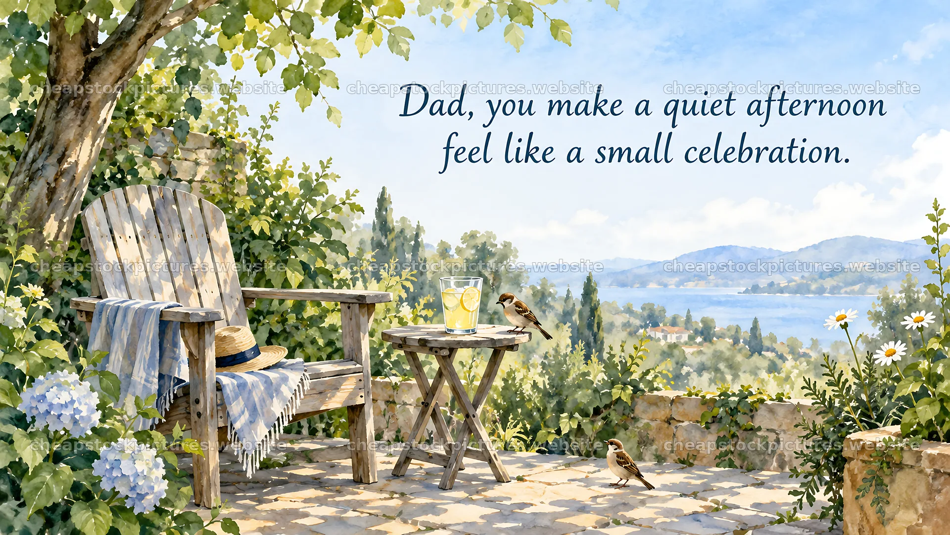 Quiet Afternoon Greeting Card for Dad – stock pictures 10324x5812