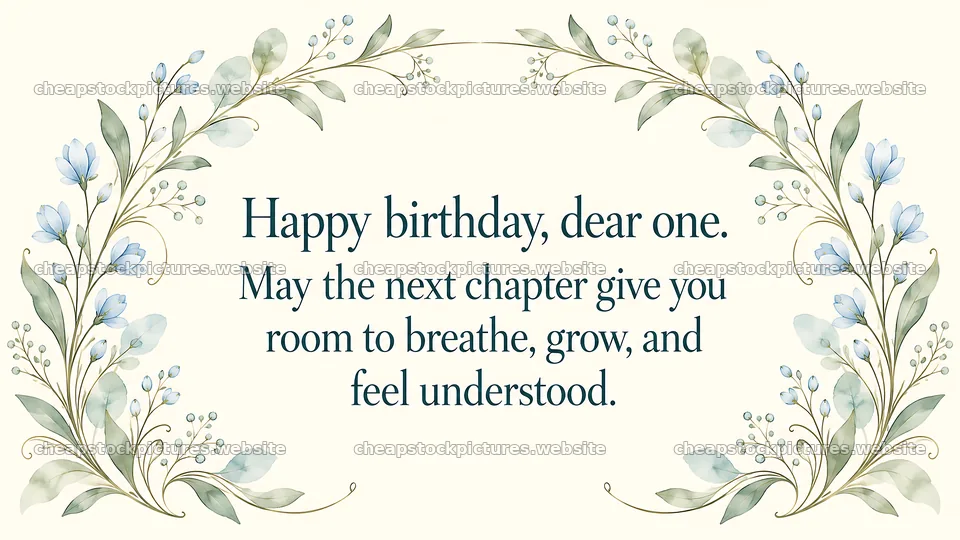 Botanical Happy Birthday Greeting with Floral Frame – stock pictures 10324x5812