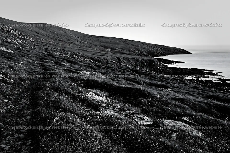 Aurora meadow coast landscape with rocky shoreline and hills – stock pictures 9722x6480