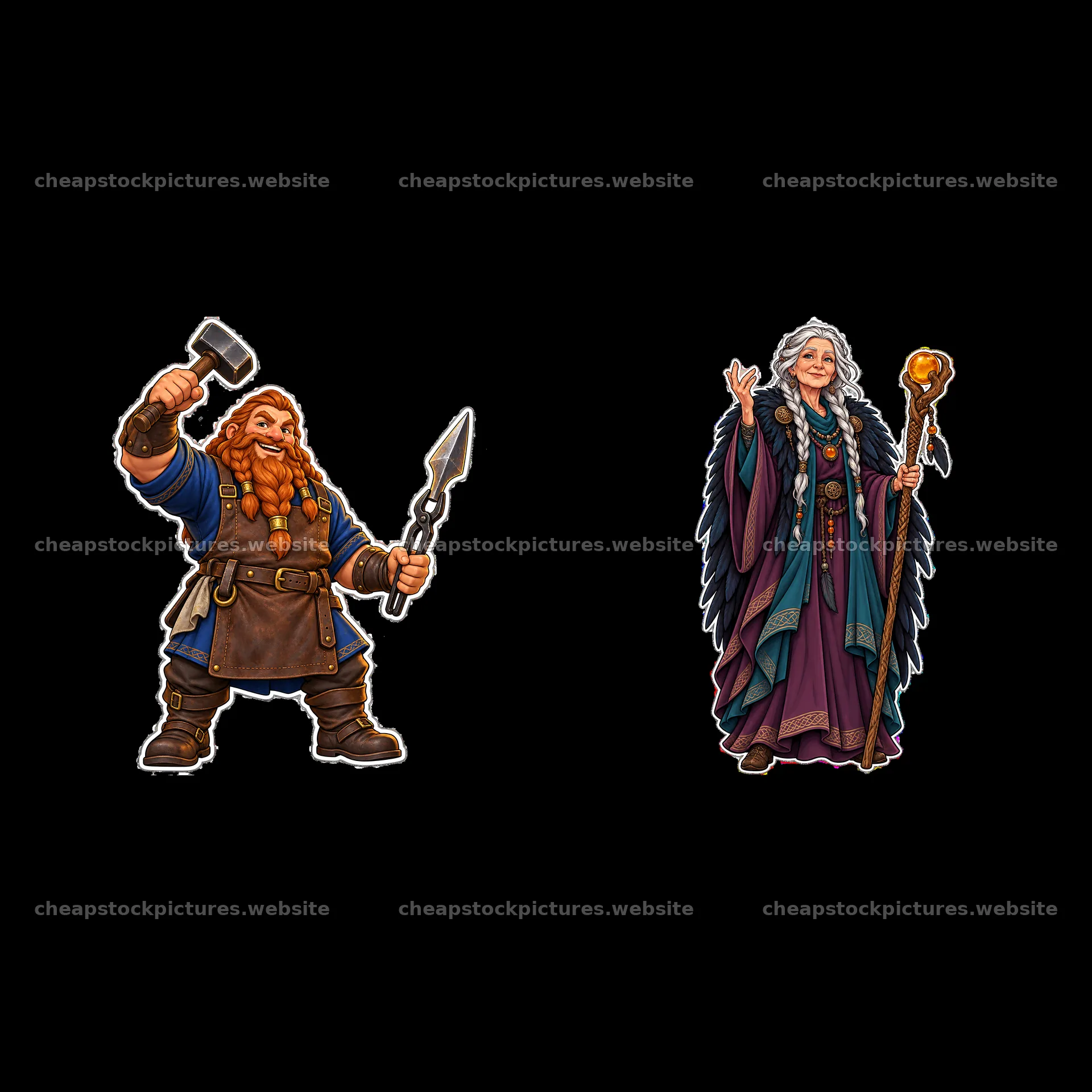 Odin the Norse All-Father with warrior and seer characters – stock pictures 7746x7746