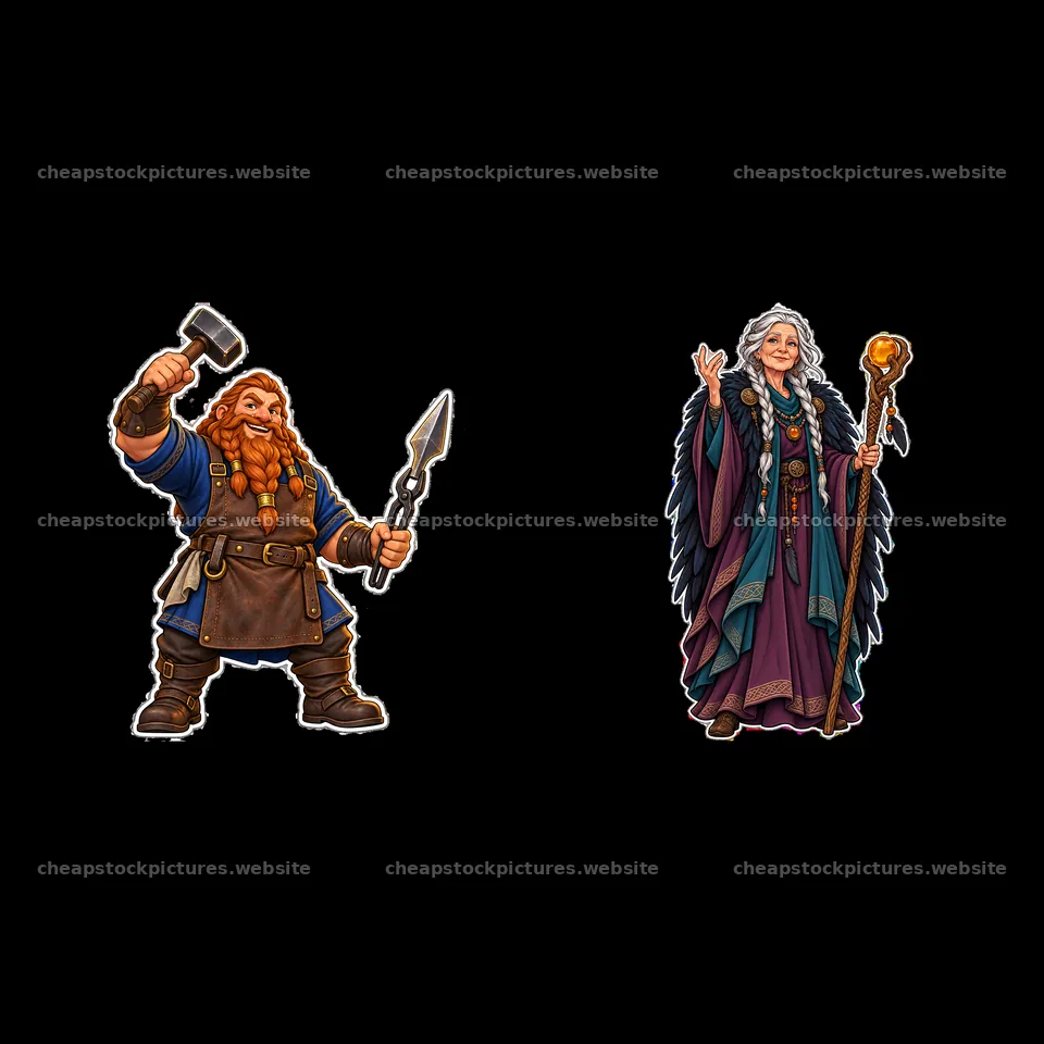 Odin the Norse All-Father with warrior and seer characters – stock pictures 7746x7746