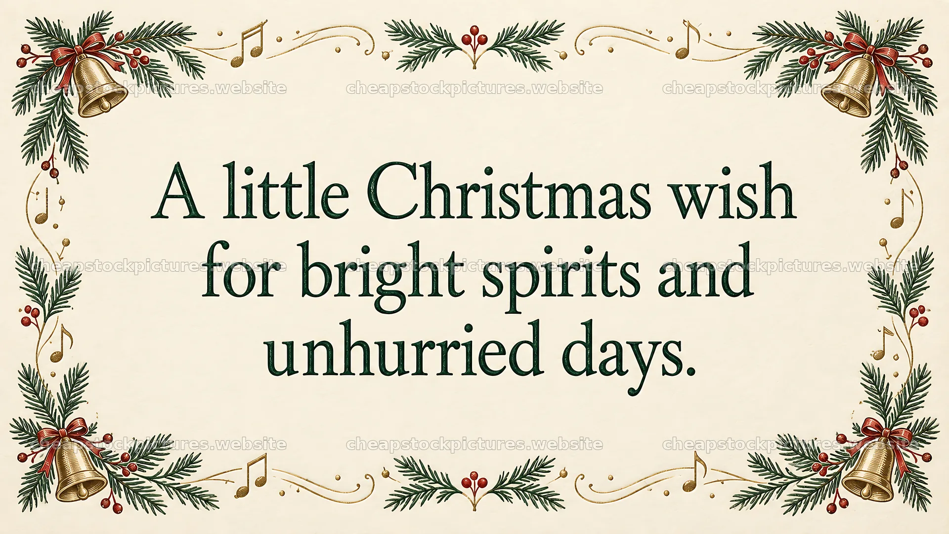 Christmas Greeting with Evergreen and Bells – stock pictures 10324x5812