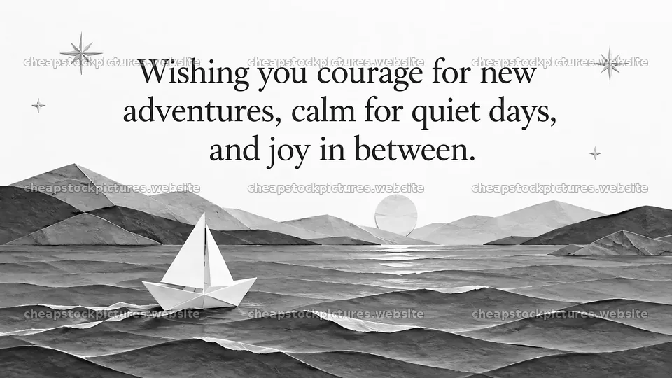 Birthday Greeting with Paper Sailboat and Wishes – stock pictures 10324x5812