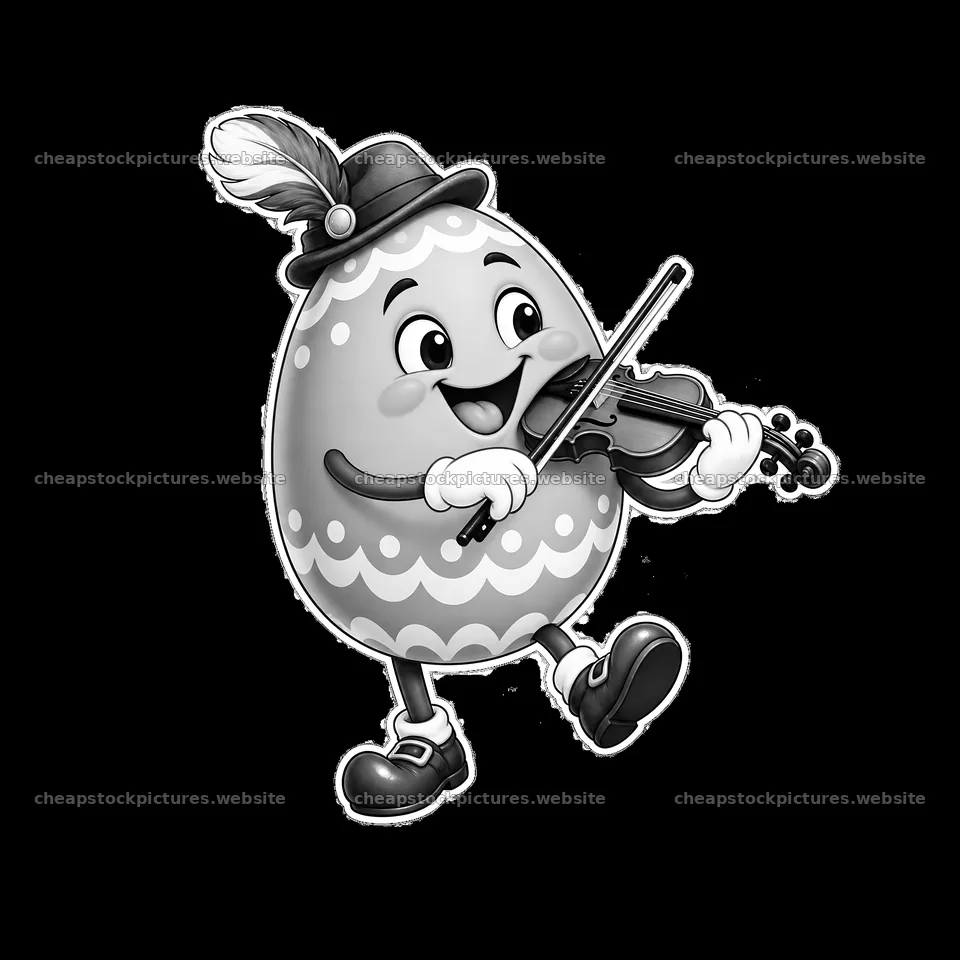 Easter egg character playing violin in festive attire – stock pictures 7746x7746