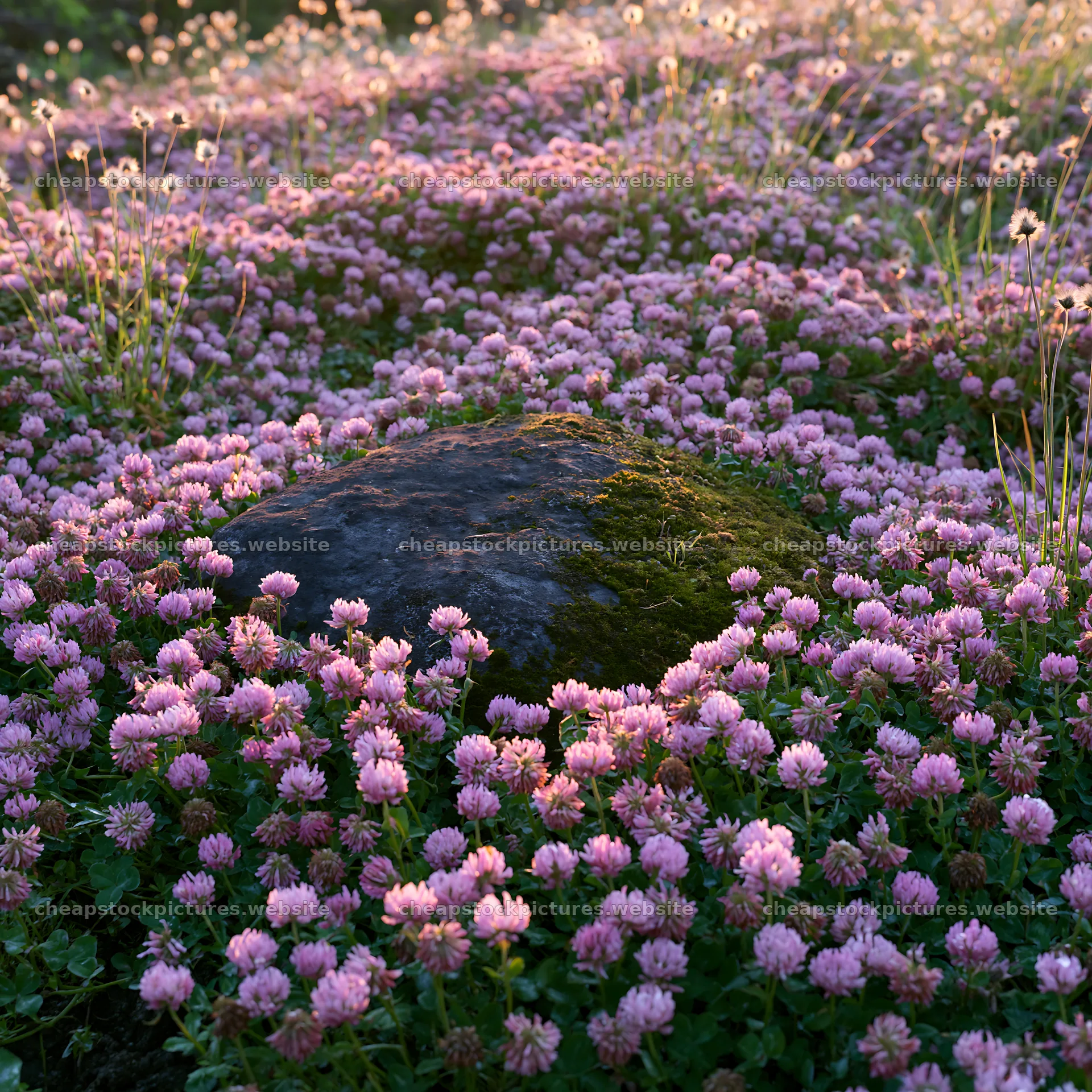 Miyagi spring recovery meadow mossy stone surrounded by flowers – stock pictures 7938x7938