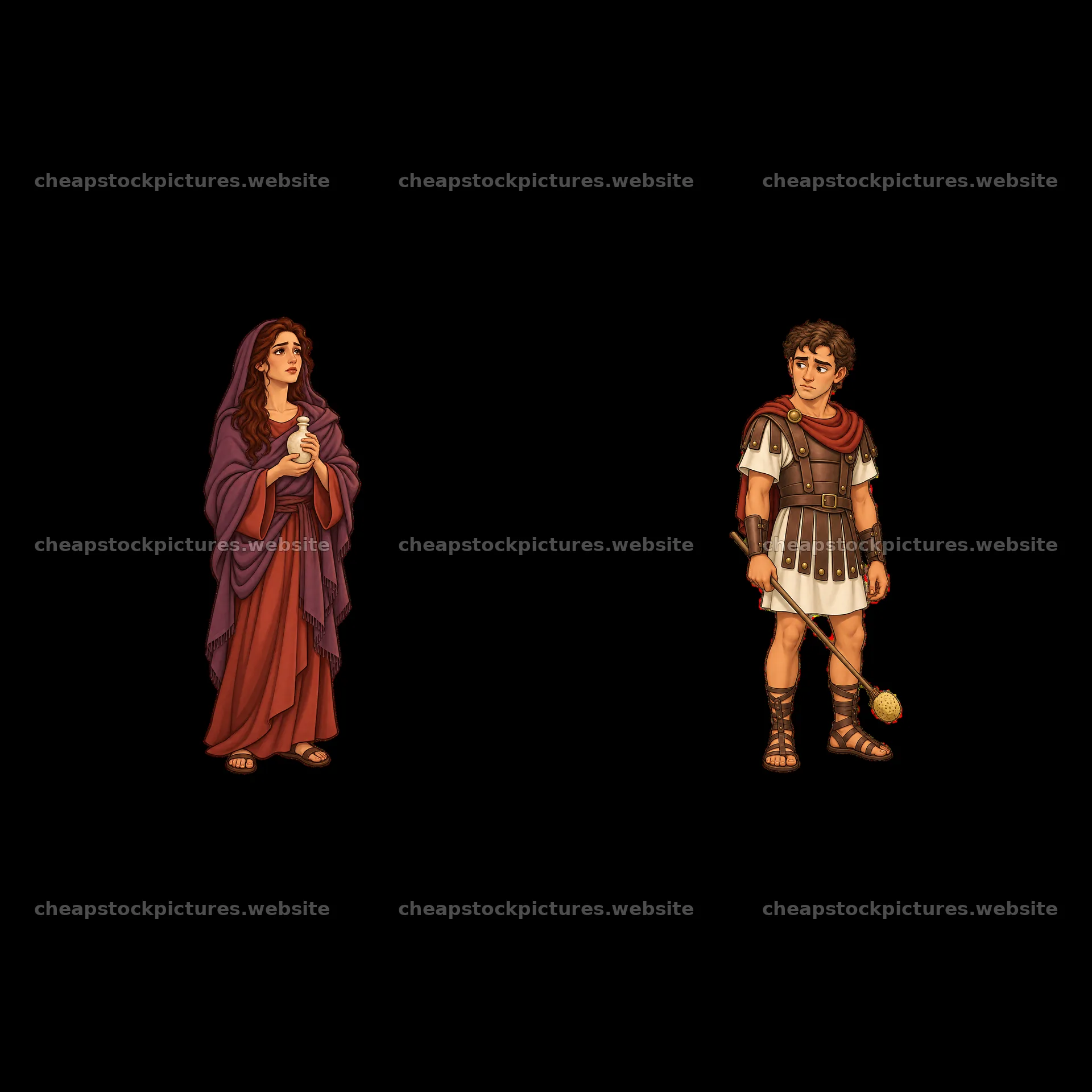 Mary and Roman soldier stand in the scene of the crucifixion – stock pictures 7746x7746