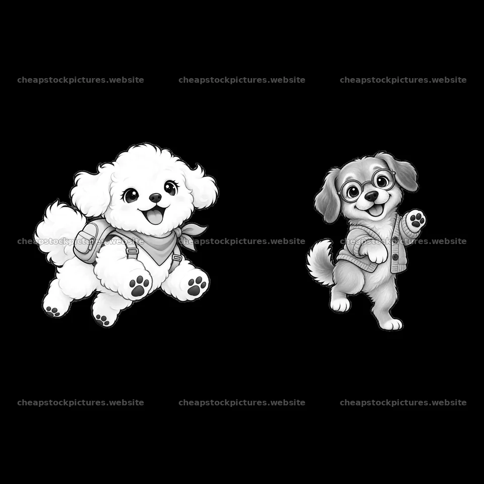 Cute dogs in a playful pose with accessories – stock pictures 7746x7746