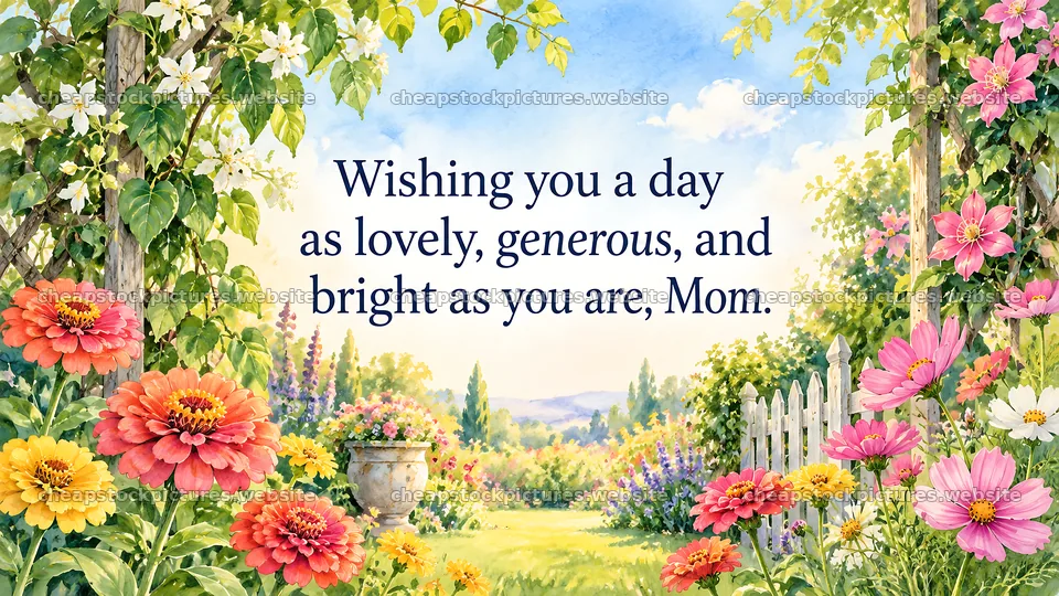 Mother's Day Greeting in a Colorful Garden – stock pictures 10324x5812
