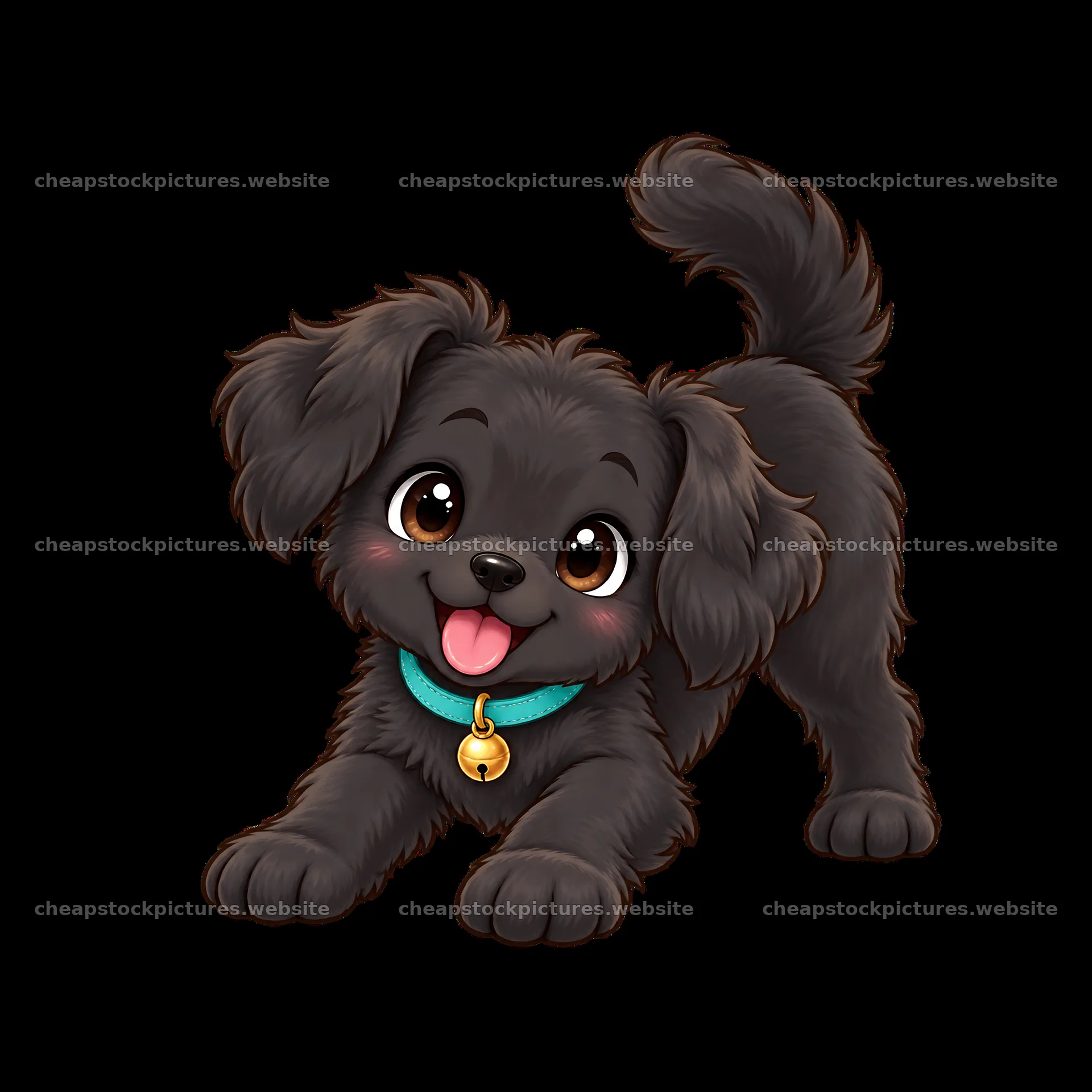 Cute black puppy stretching with a playful expression – stock pictures 7746x7746