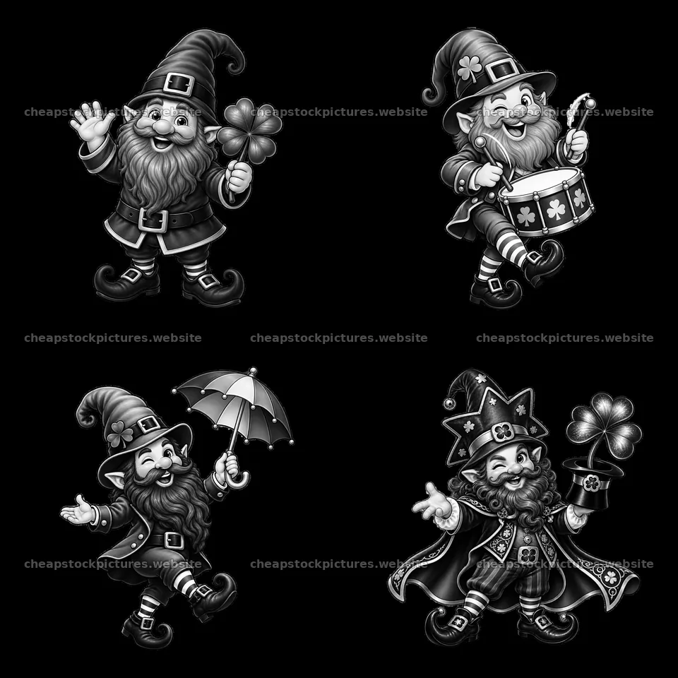 Four gnomes are celebrating St – stock pictures 7746x7746