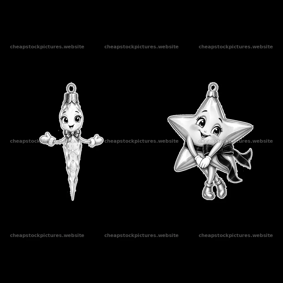 Cartoon Christmas ornament designs featuring star and icicle shapes – stock pictures 7746x7746