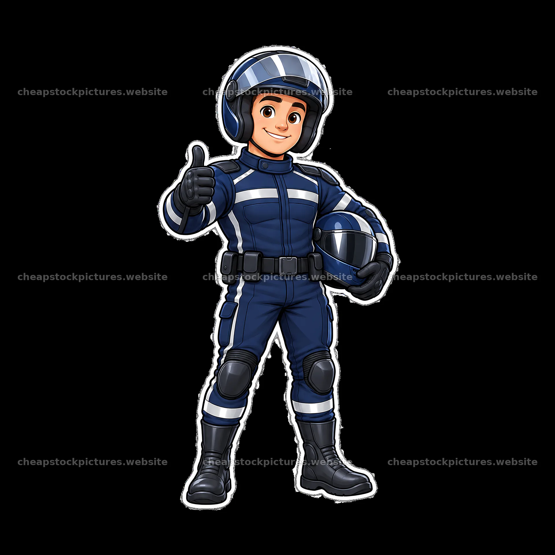 Police officer with helmet giving thumbs up in blue uniform – stock pictures 7746x7746