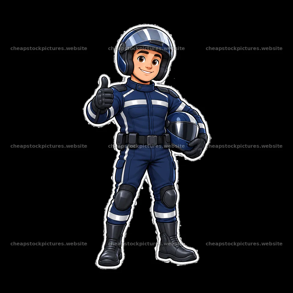 Police officer with helmet giving thumbs up in blue uniform – stock pictures 7746x7746